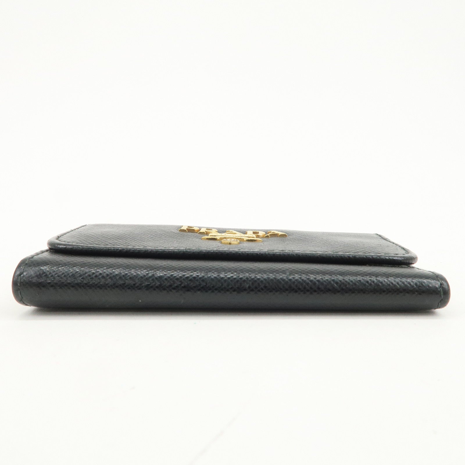 PRADA Logo Leather Set Of 2 Key Chains Black Beige 1PG222/1PG004