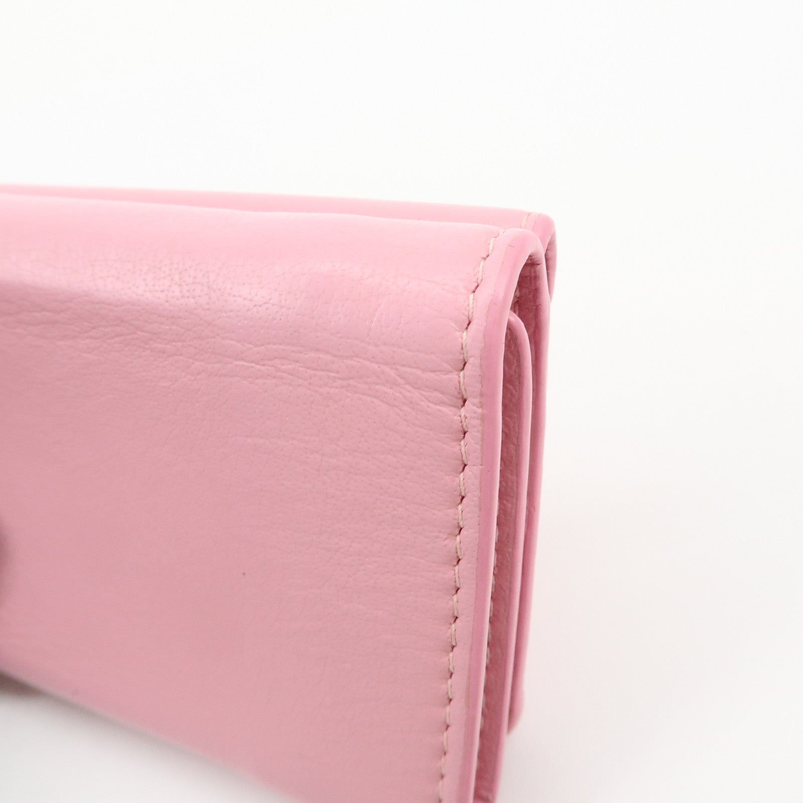 BALENCIAGA Leather Tri-fold Compact Wallet Pink 391446