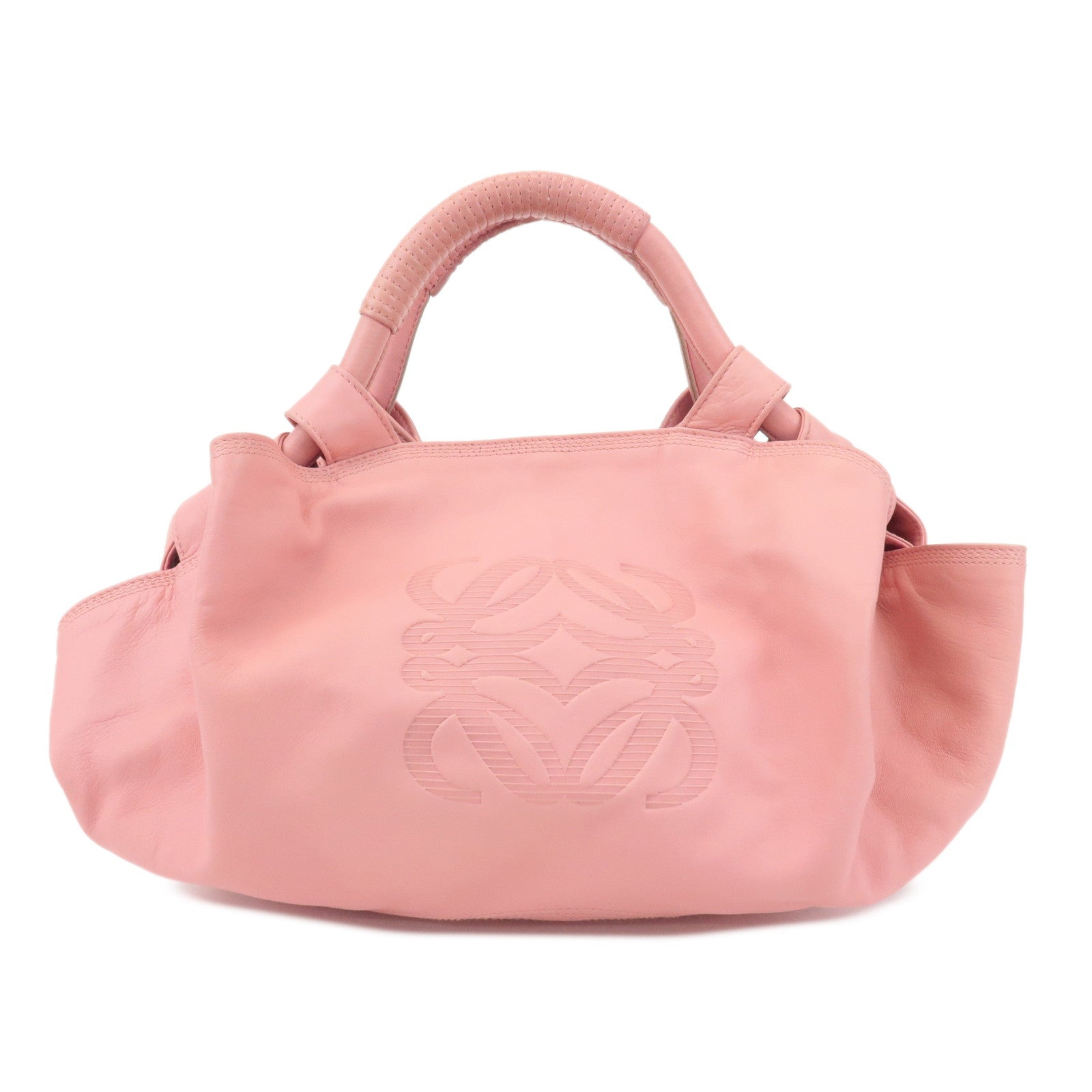 LOEWE Anagram Leather Nappa Aire Shoulder Hand Bag Pink Used