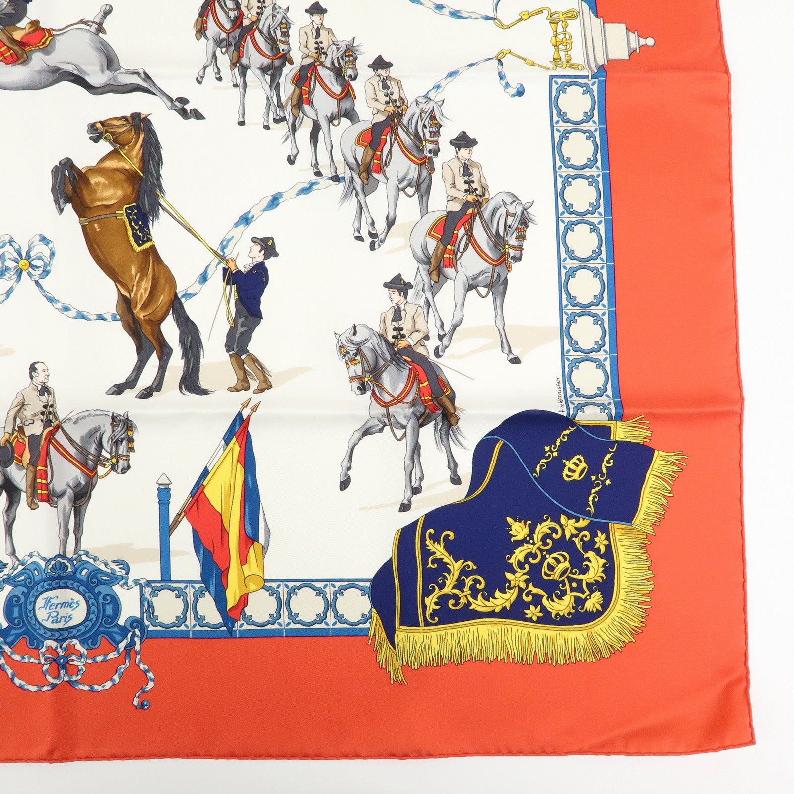 HERMES Carre 90 Silk Scarf Real Escuela AndaluzaDel Arte Ecuestre