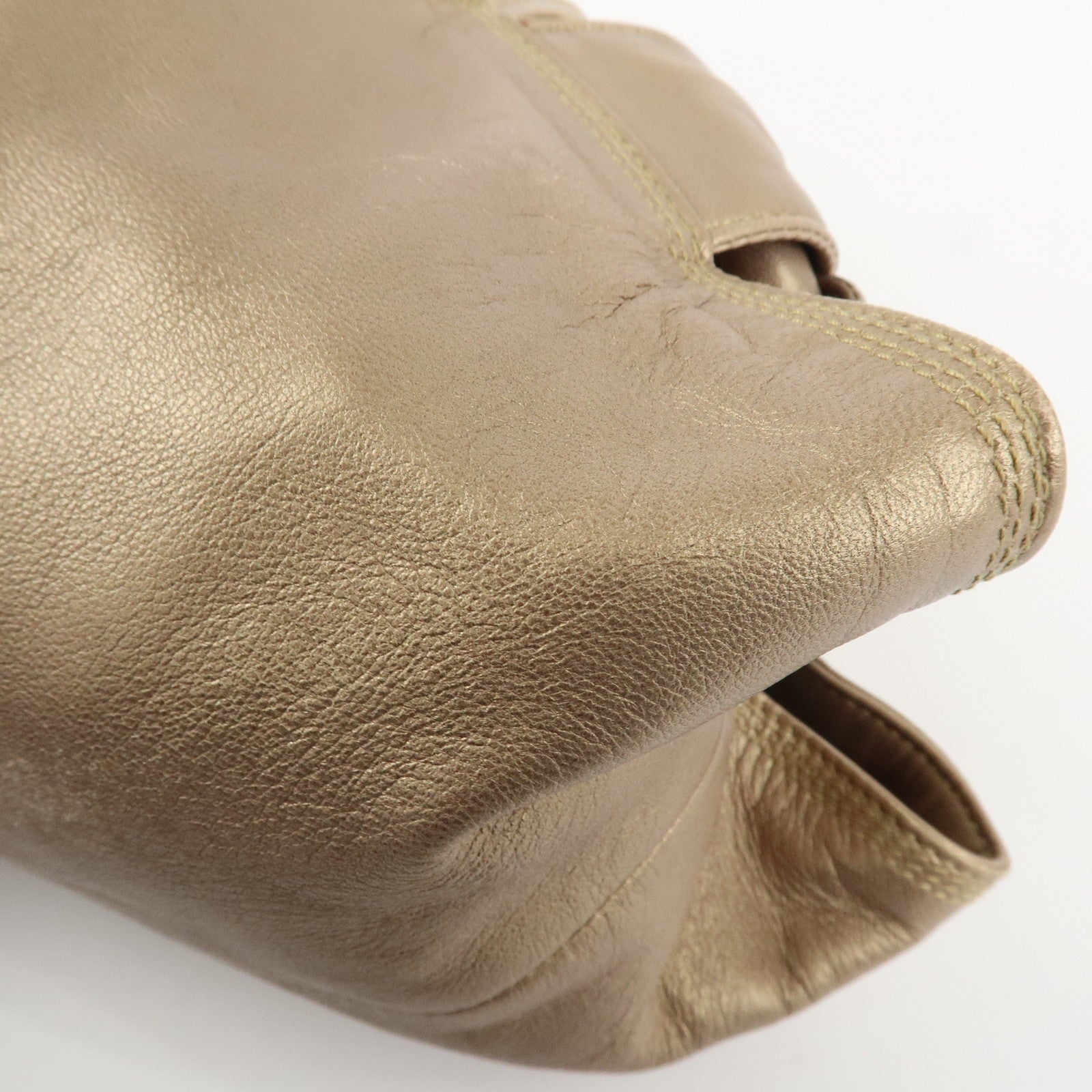 LOEWE Anagram Nappa Aire Leather Hand Bag Tote Bag Gold Used