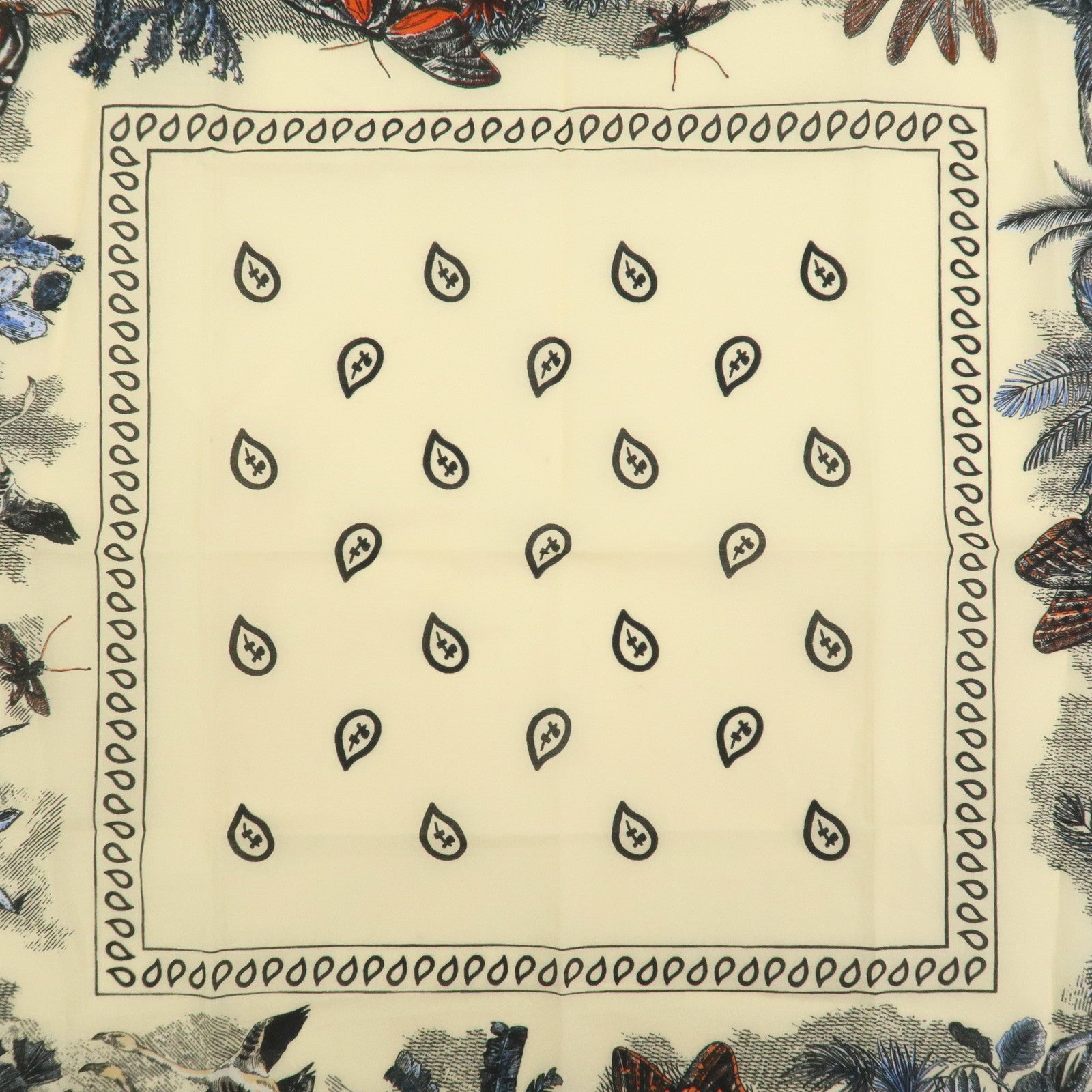 Christian Dior Cotton100% Scarf Cactus Butterfly 55×55 Yellow Beige