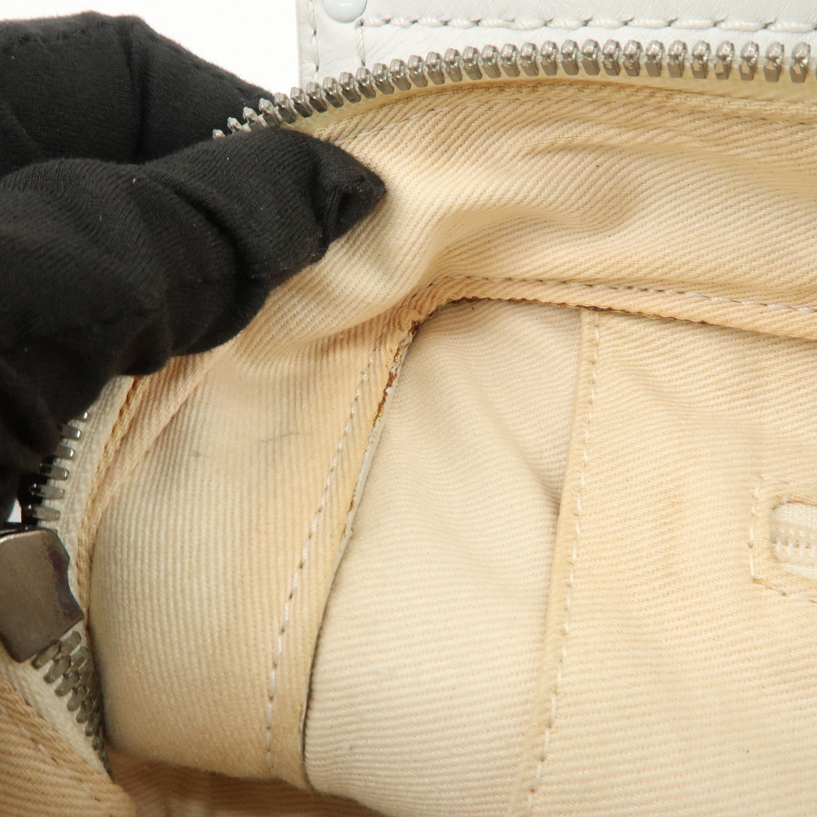 LOEWE Anagram Logo Leather Shopper Tote Bag Shoulder Bag White