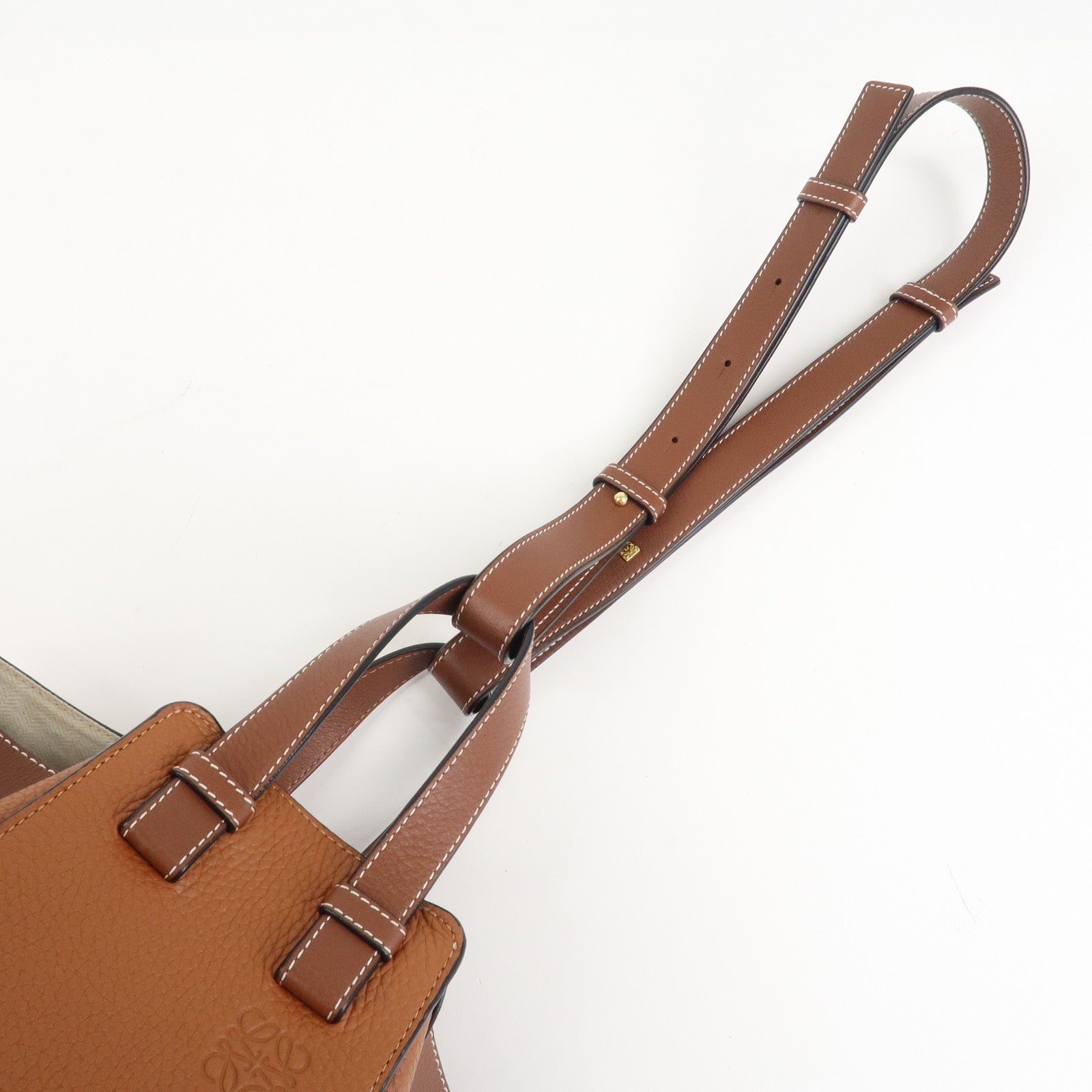 LOEWE Anagram Leather Hammock Small Shoulder Bag Brown Used