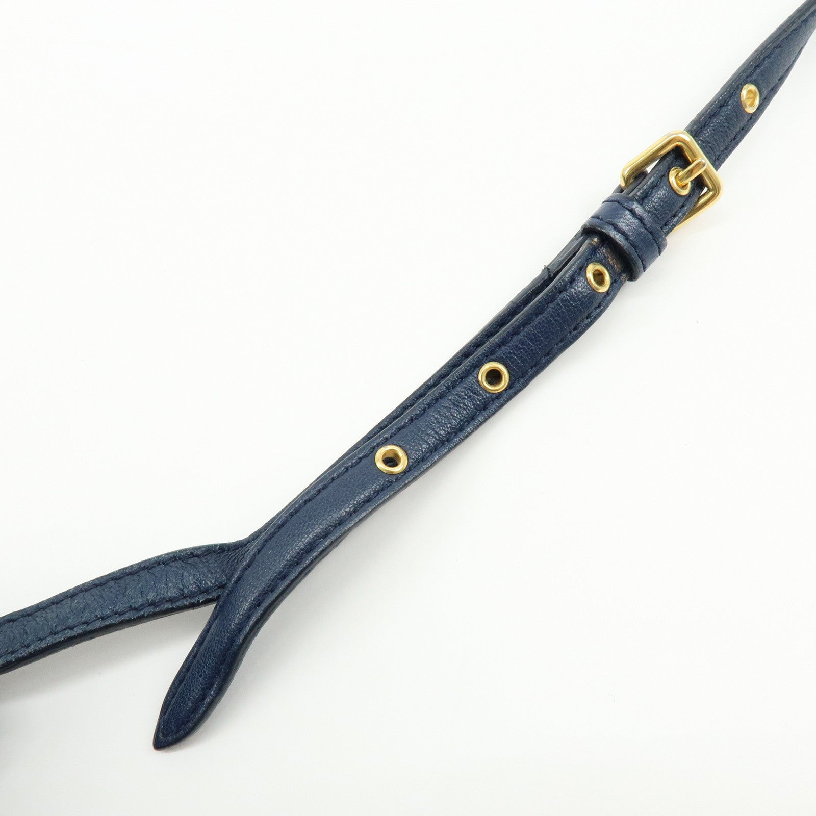 MIU MIU Matelasse Leather Gathered Shoulder Bag Crossbody Bag Navy