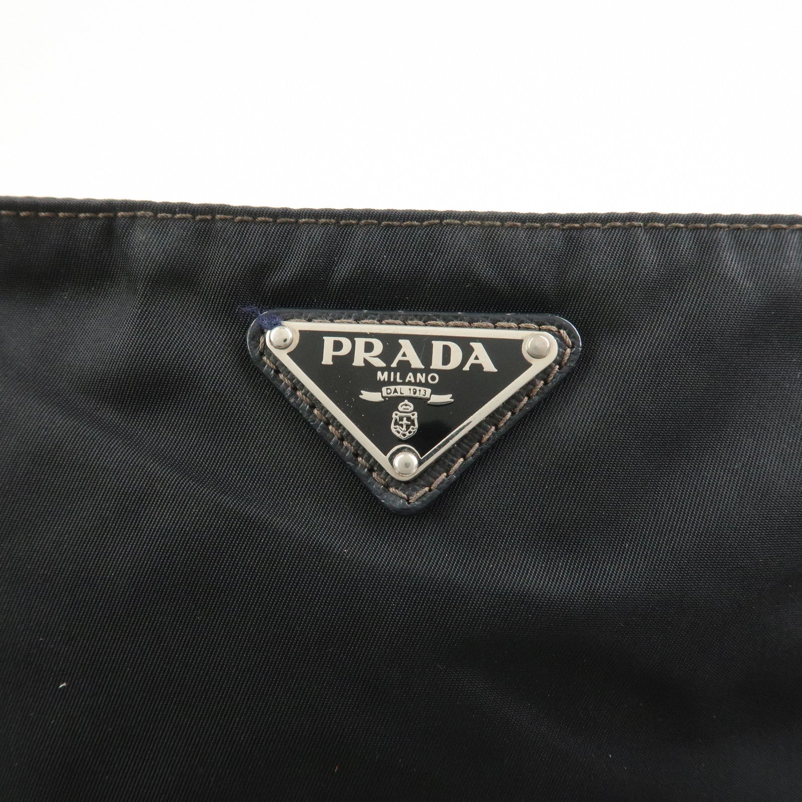 PRADA Triangle Logo Nylon Saffiano Leather Shoulder Bag VA0340