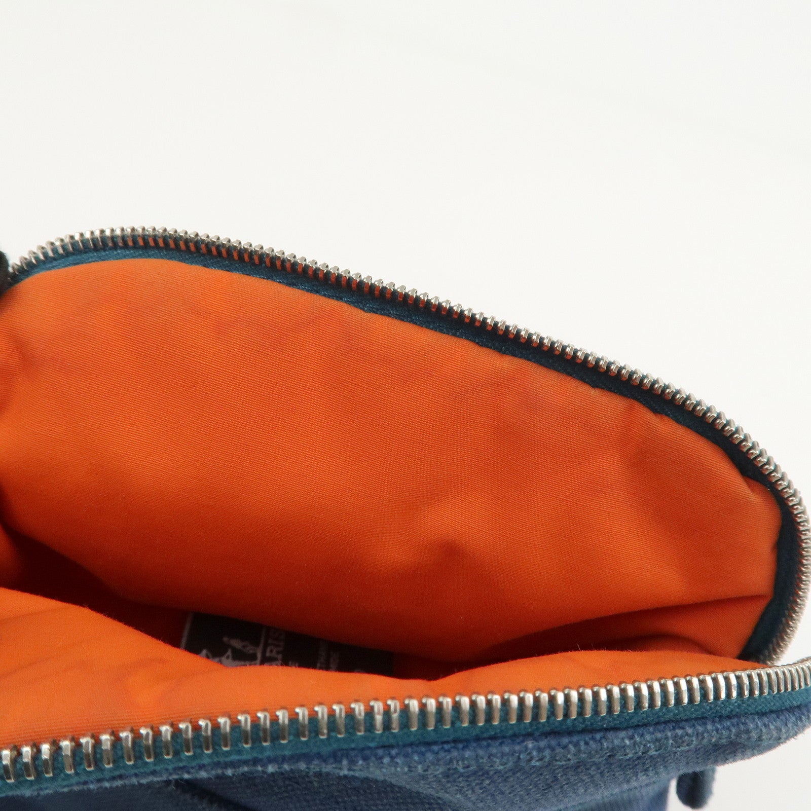 HERMES Canvas Leather Bolide Mini Mini 16 Pouch Cosmetic Pouch Navy