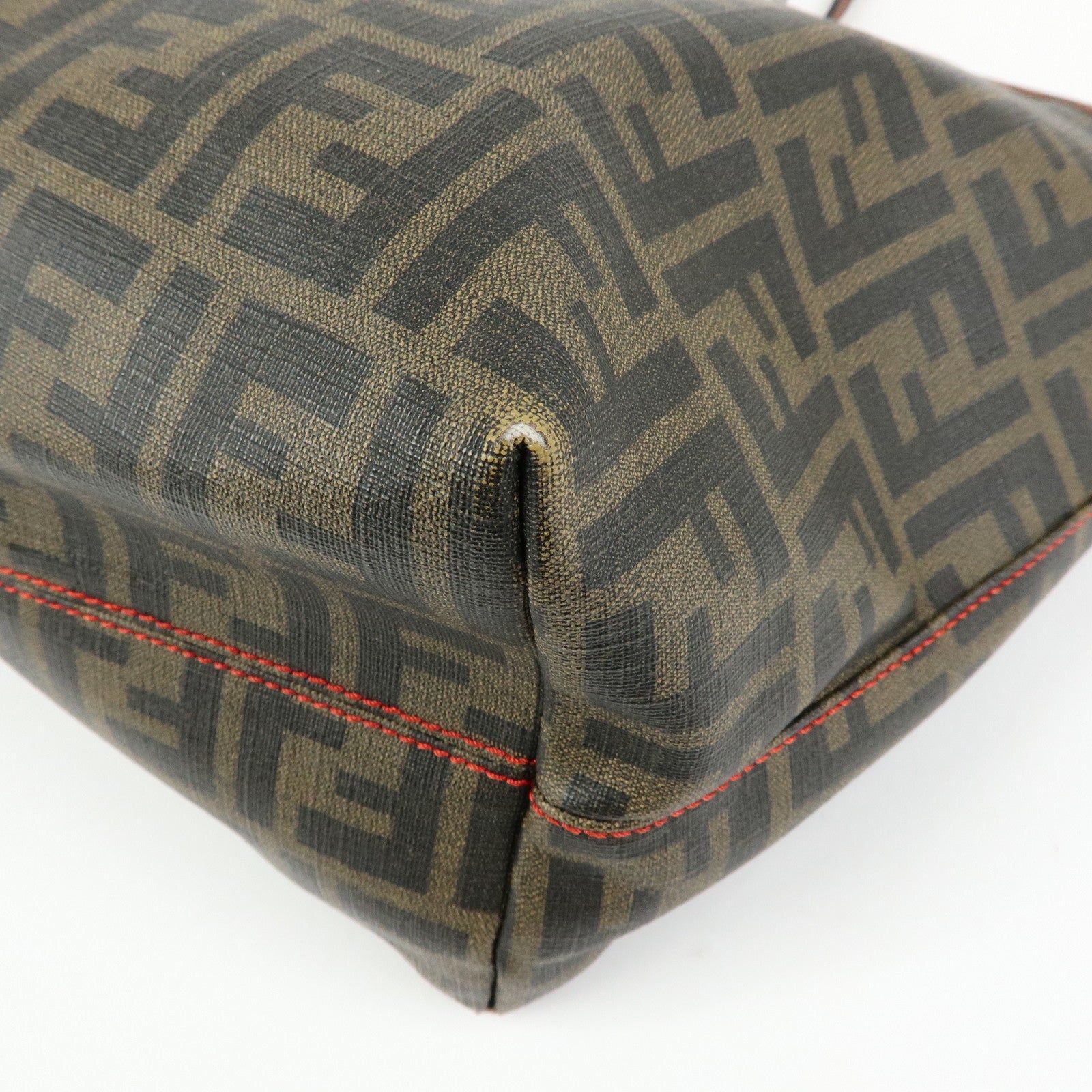 FENDI Zucca PVC Coated Canvas Tote Bag Hand Bag Brown 8BH185