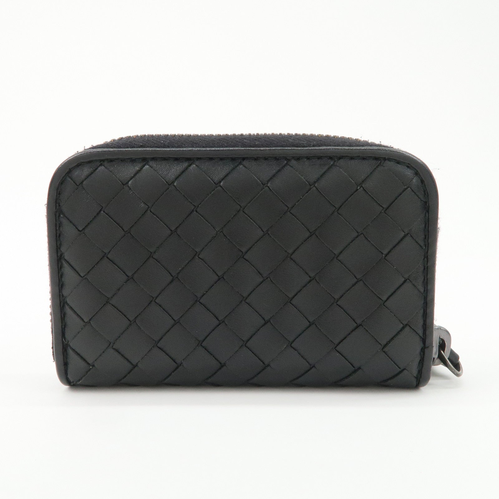 BOTTEGA VENETA Intrecciato Leather Coin Case Card Case Black