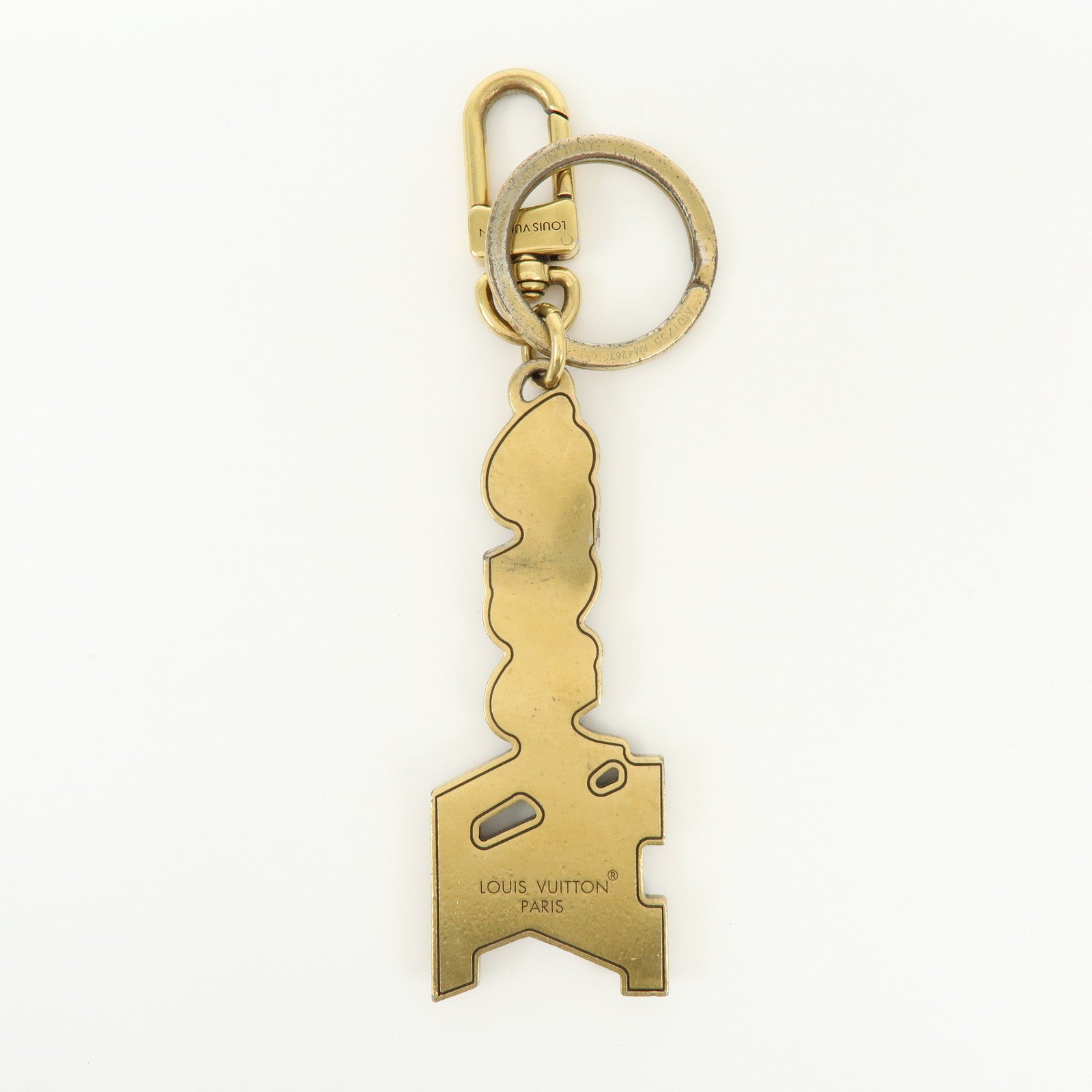 Louis Vuitton LV Lovers Studs Metal Bag Charm Key Chain Gold M01755