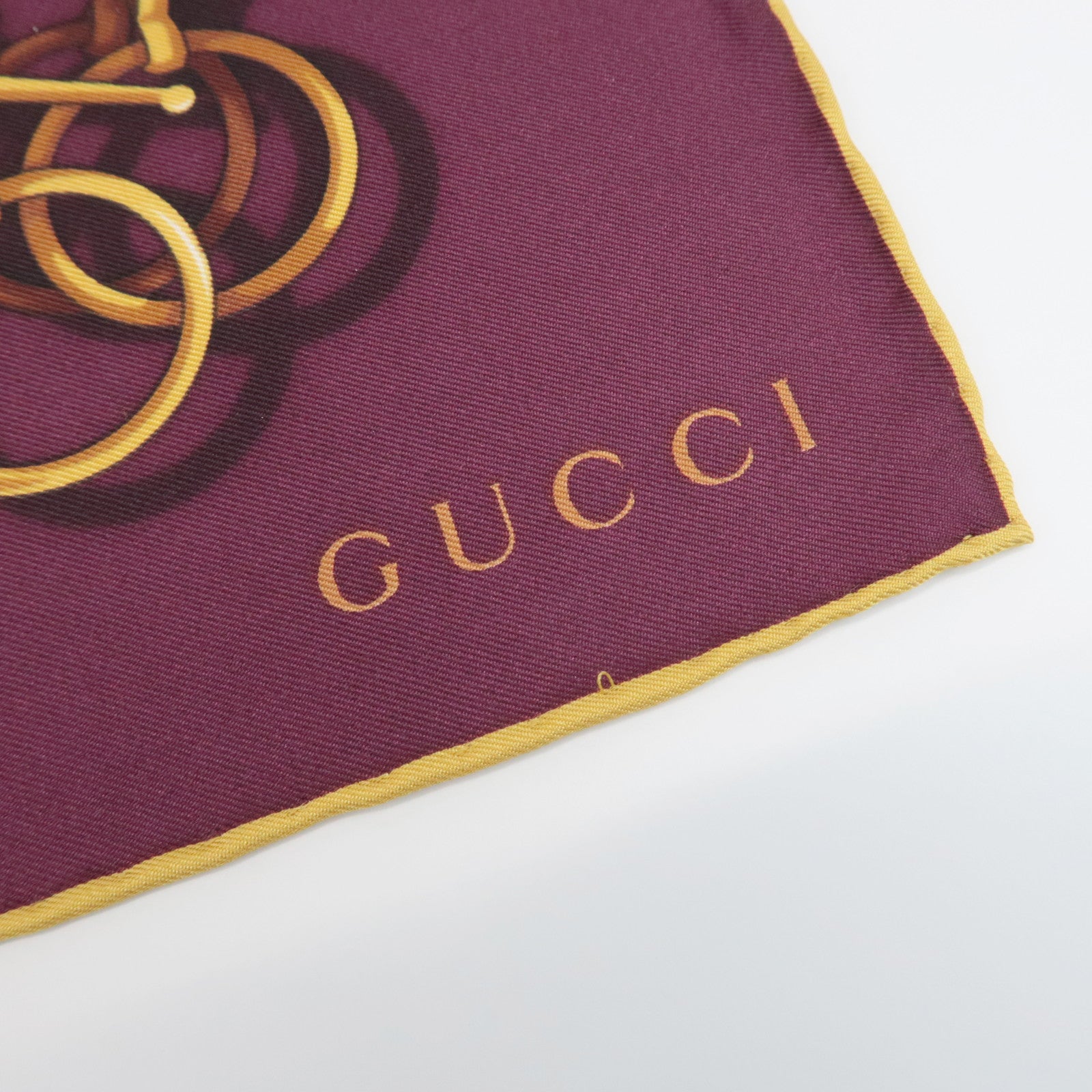 GUCCI Horse Bit Silk 100% 65×65 Scarf Purple