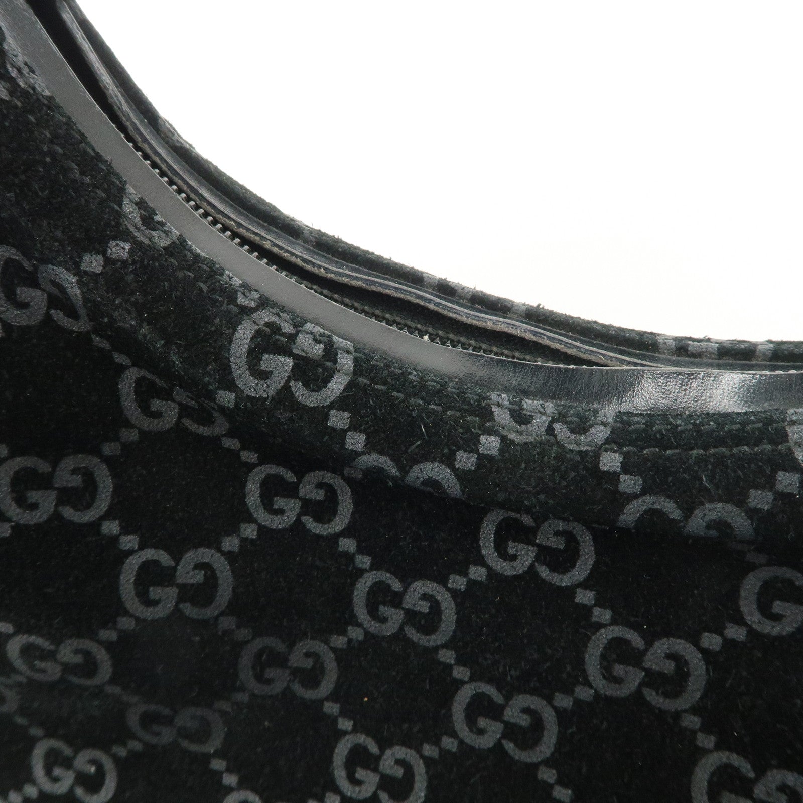 GUCCI GG Suede Leather Shoulder Bag Hand Bag Black 002.0602 Used