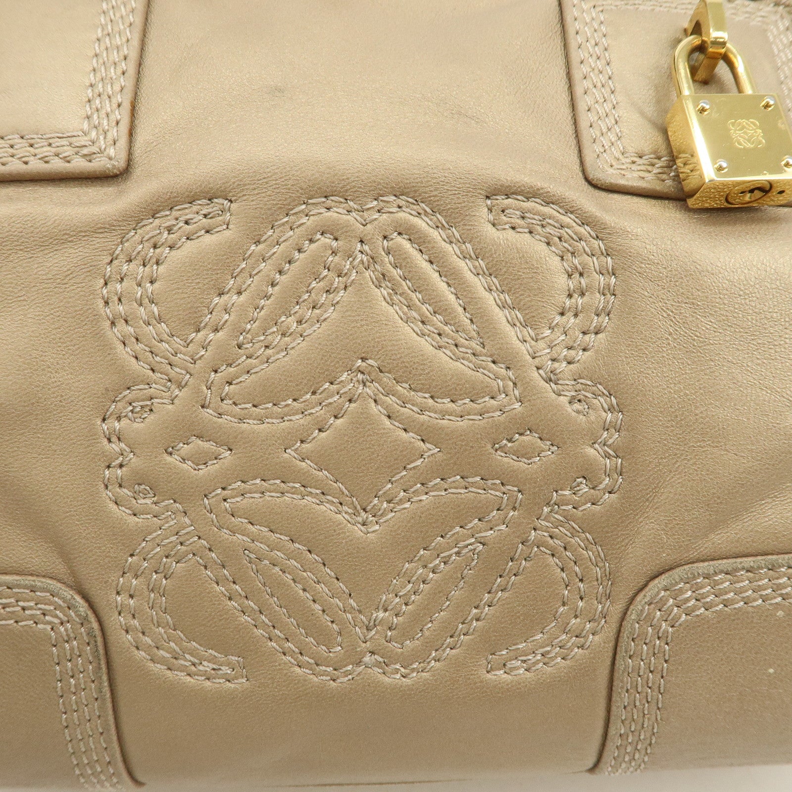LOEWE Anagram Amazona 28 Nappa Leather Hand Bag Gold