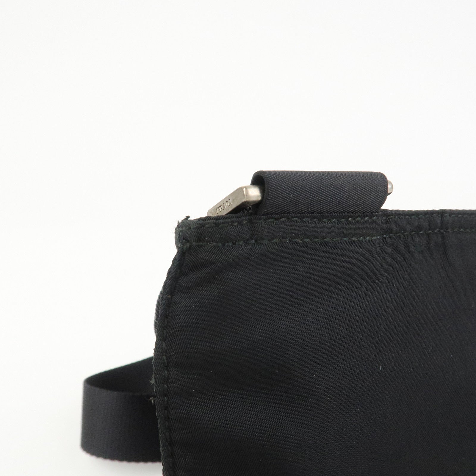 PRADA Triangle Logo Nylon Shoulder Bag Crossbody Bag Black BT7372