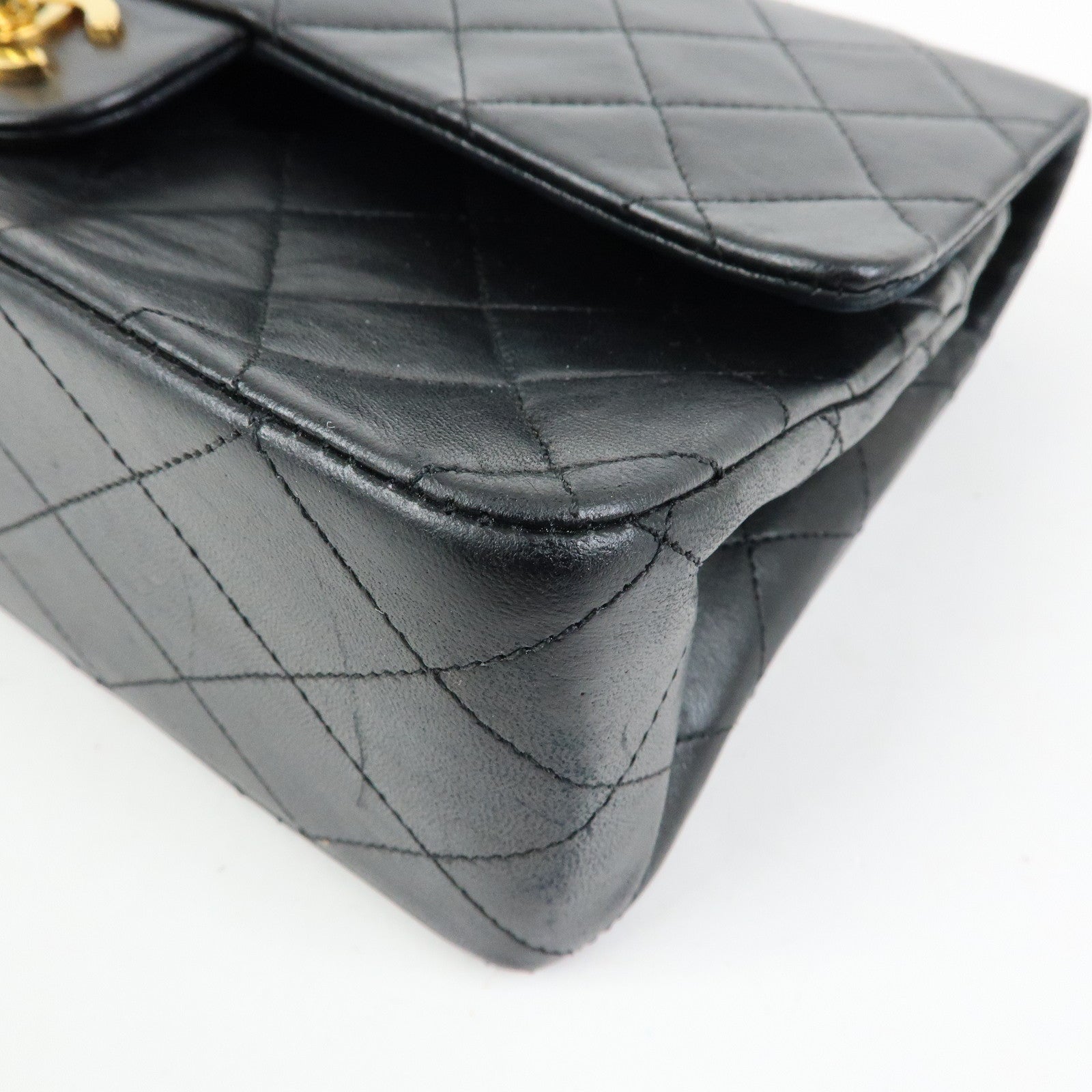CHANEL Matelasse 25 Double Flap Chain Shoulder Bag Black A01112
