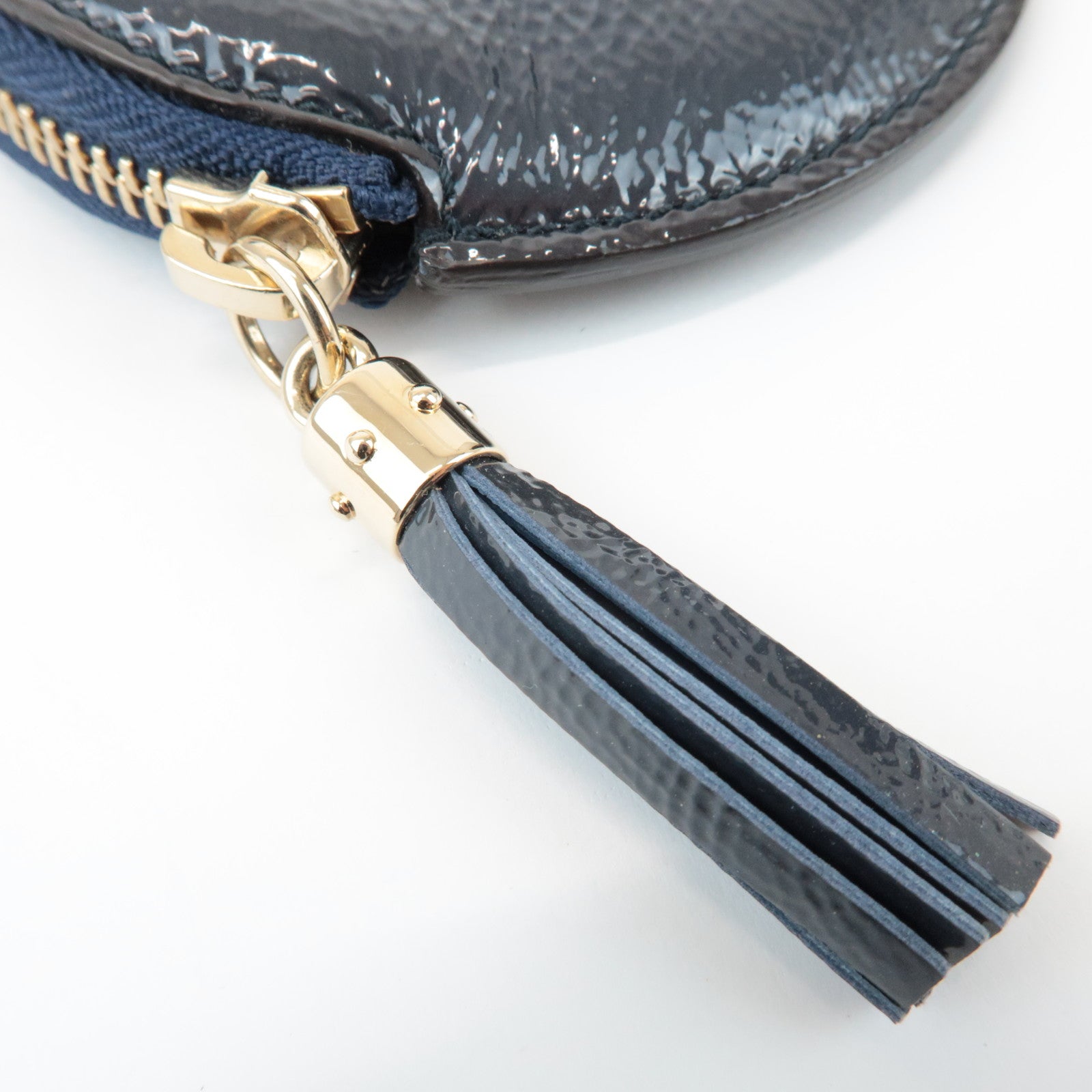 GUCCI Interlocking G Patent Leather Coin Case Navy 337946