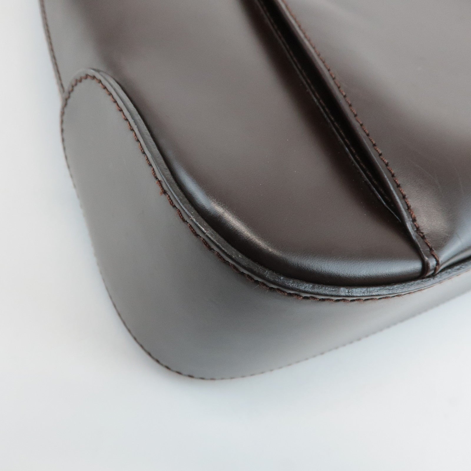 Ferragamo Gancini Leather Shoulder Bag Hand Bag Dark Brown Used