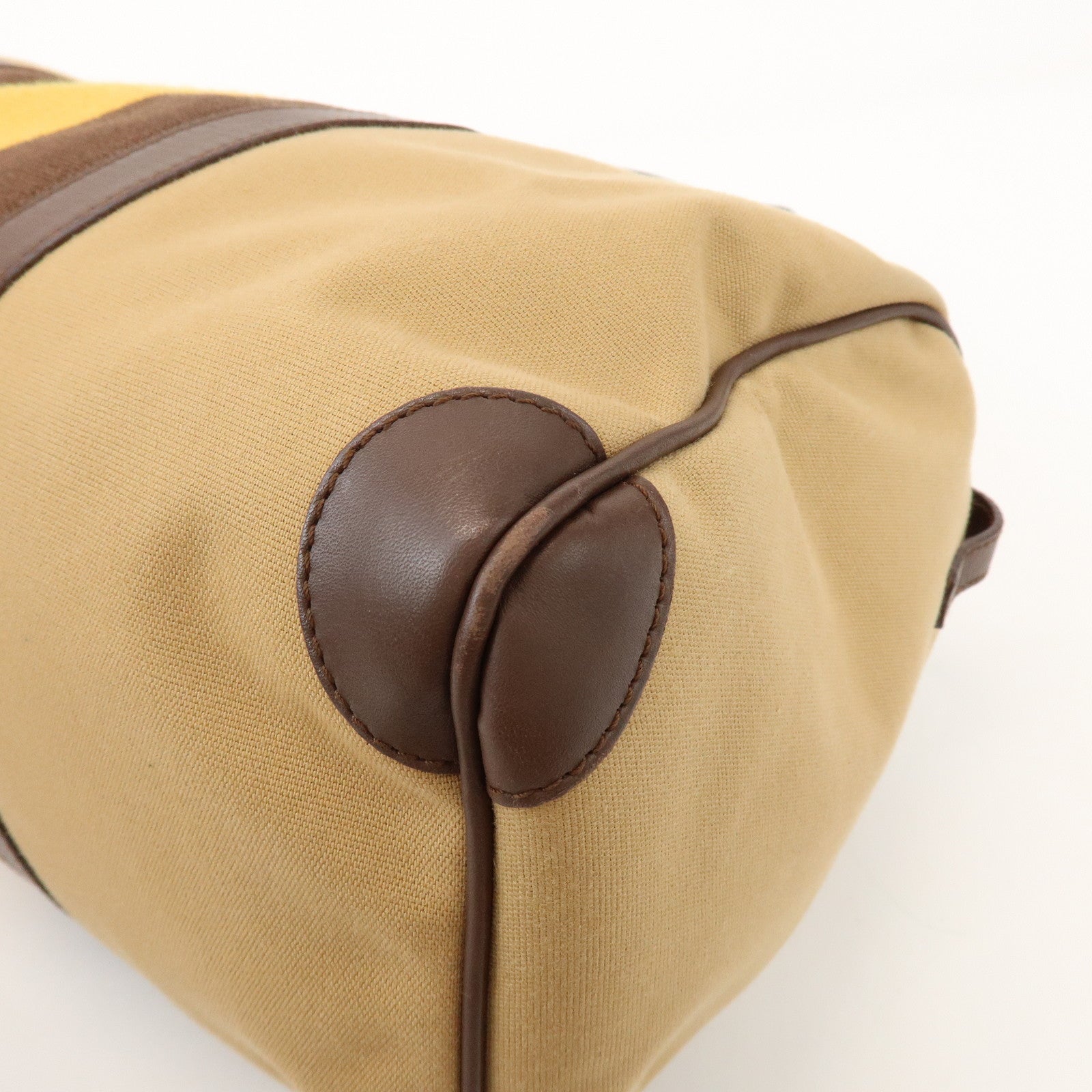 GUCCI Sherry Canvas Leather Boston Hand Bag Brown 000.0846.200047