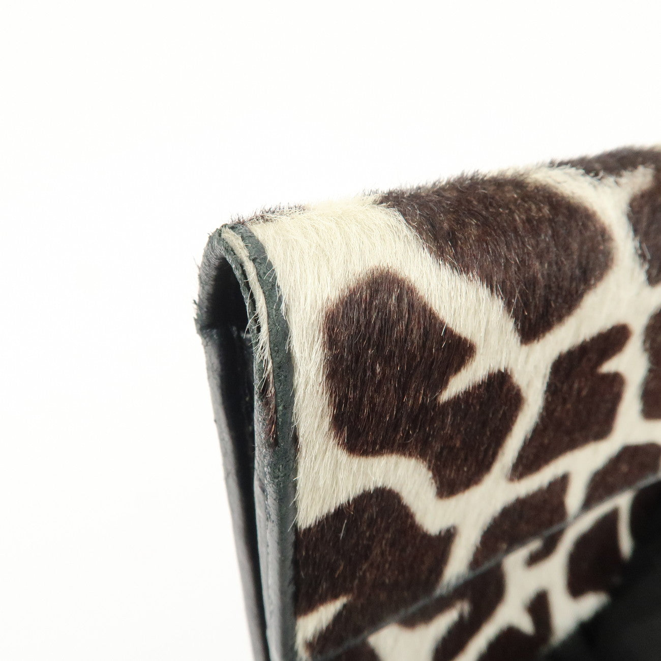 PRADA Unborn Carf Leather Bi-Fold Long Wallet Brown White