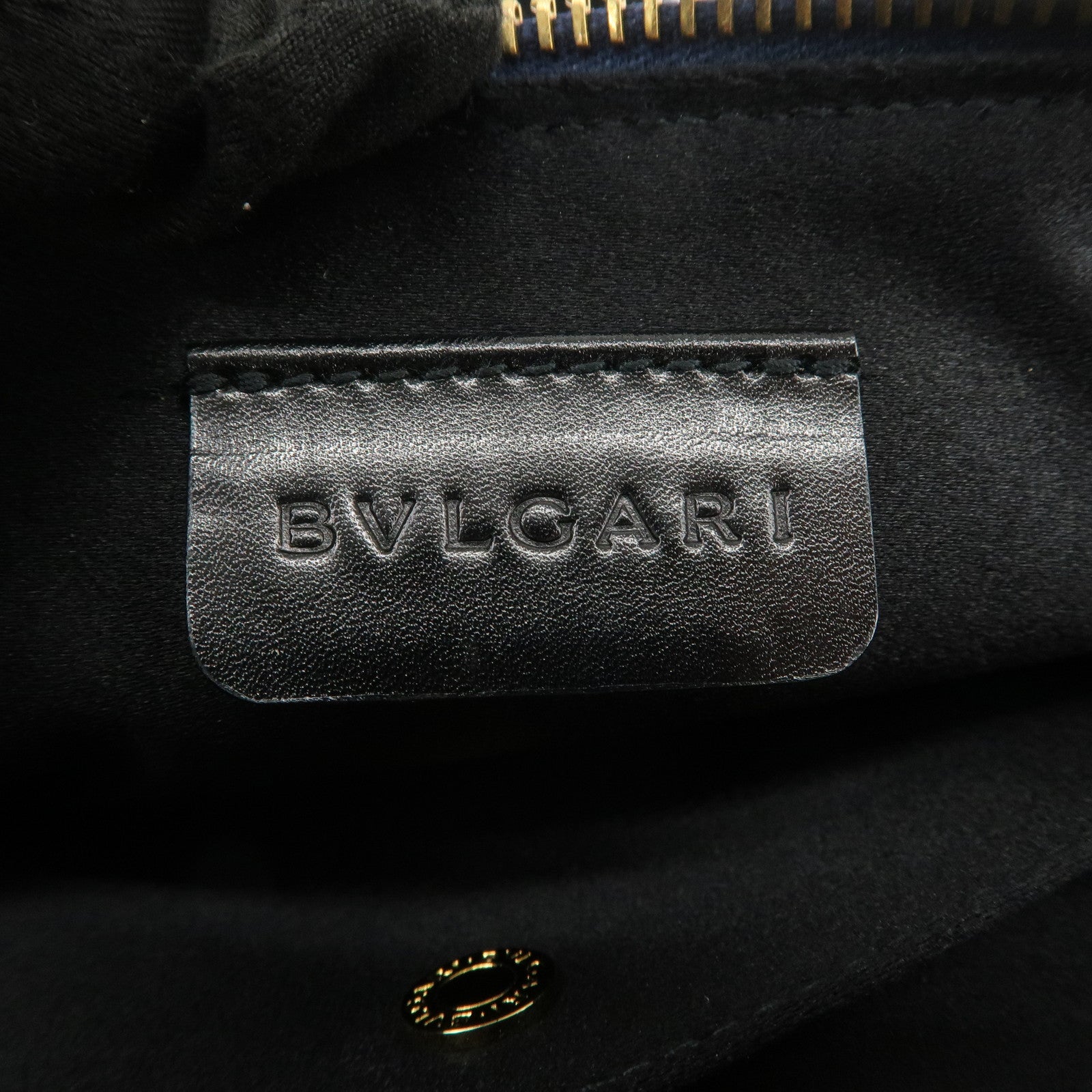 BVLGARI Logo Mania Canvas Leather Shoulder Bag Hand Bag Denim Black