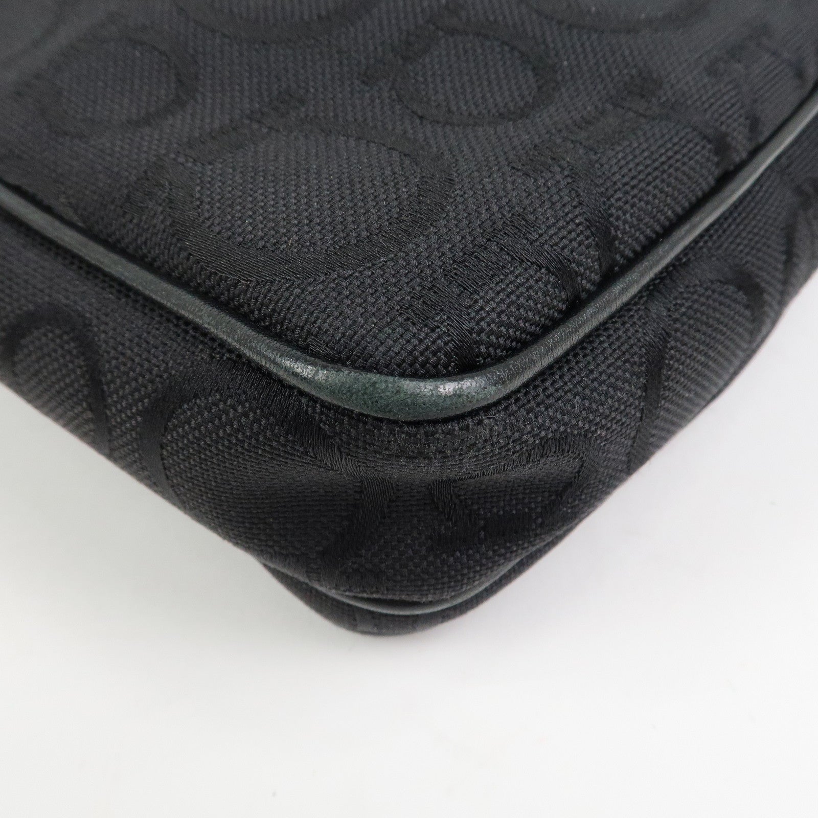 Ferragamo Gancini Logo Canvas Leather Crossbody Shoulder Bag Black