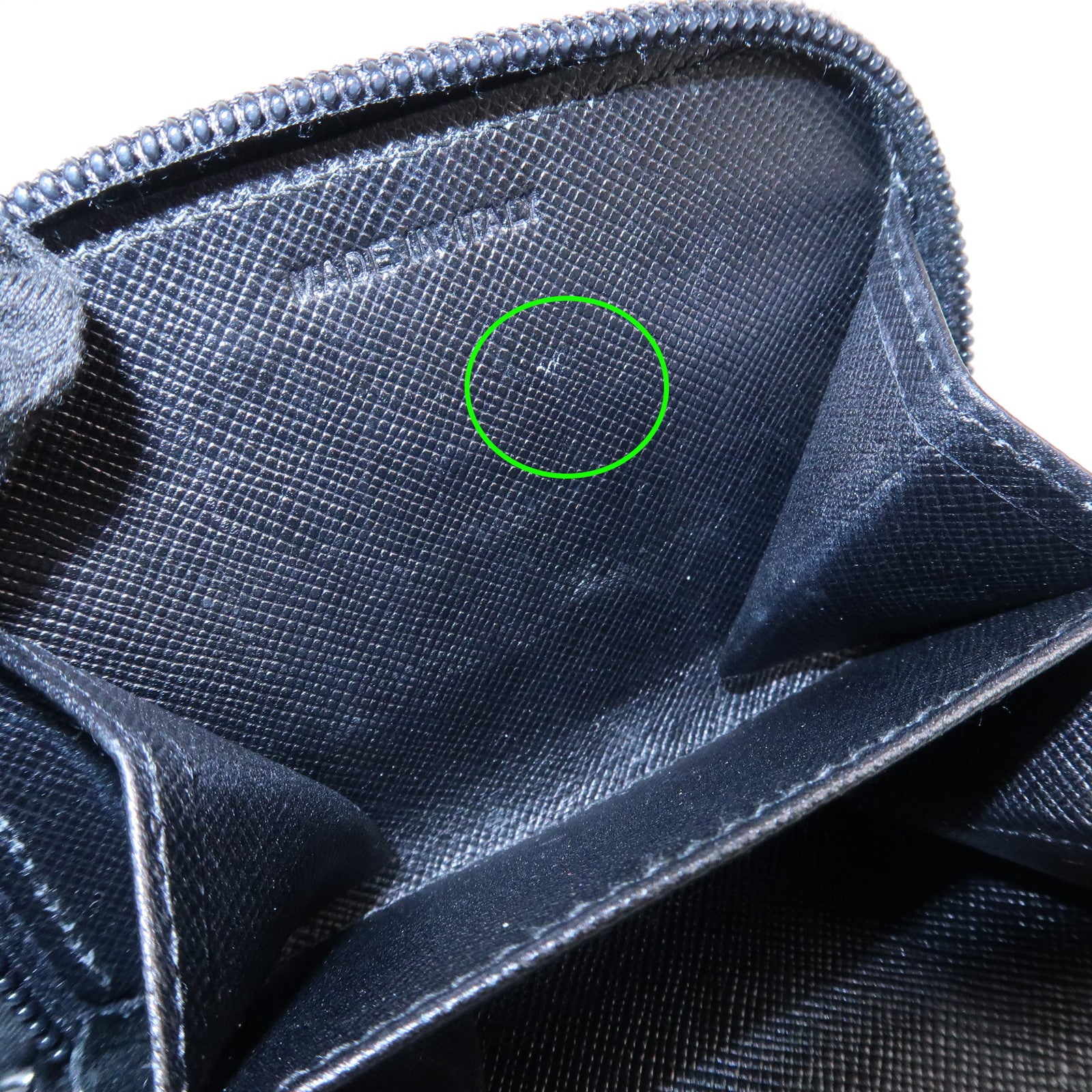 PRADA Triangle Logo Saffiano Leather Round Zippy Coin Case Black