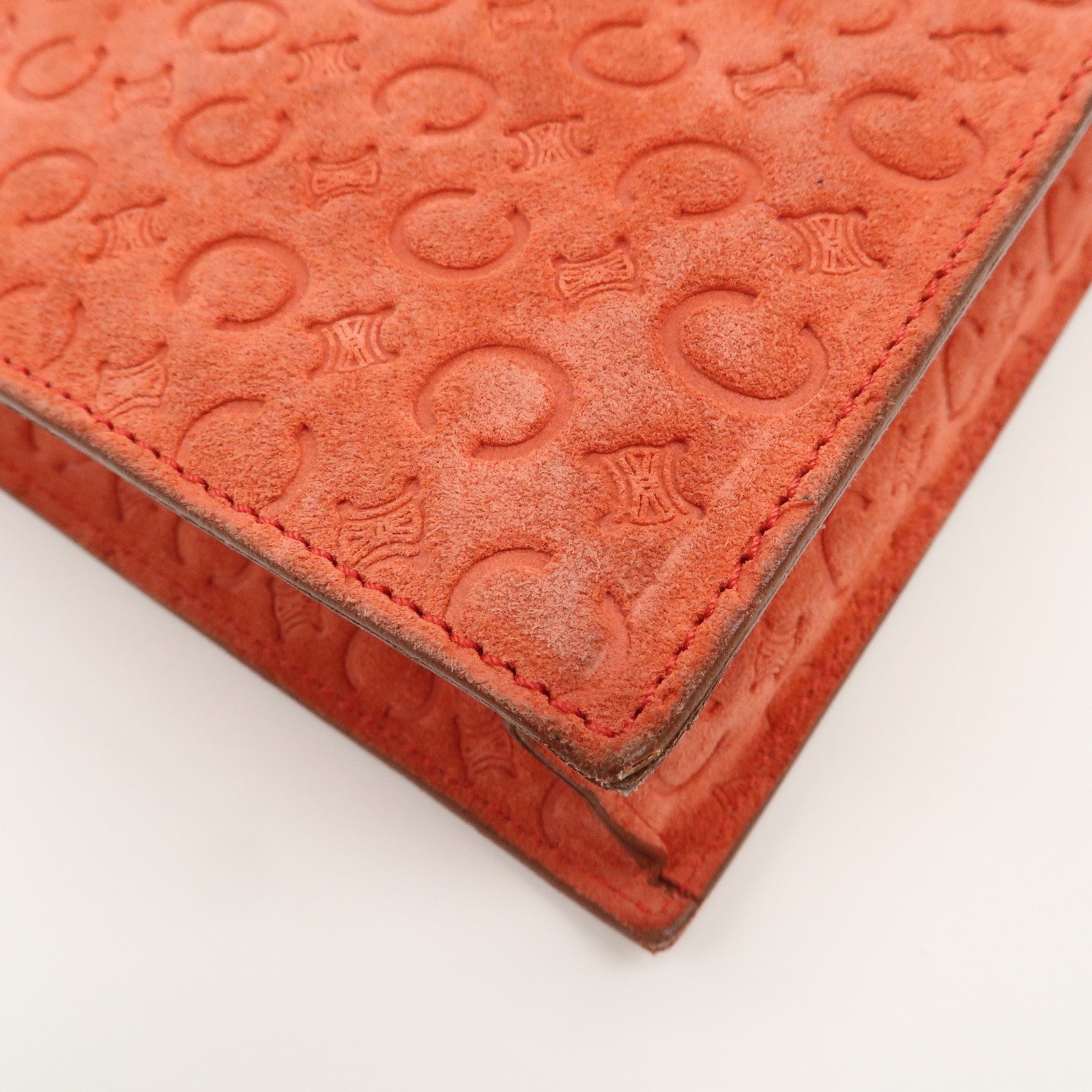 CELINE C Macadam Suede Leather Tote Bag Hand Bag Orange Light Brown