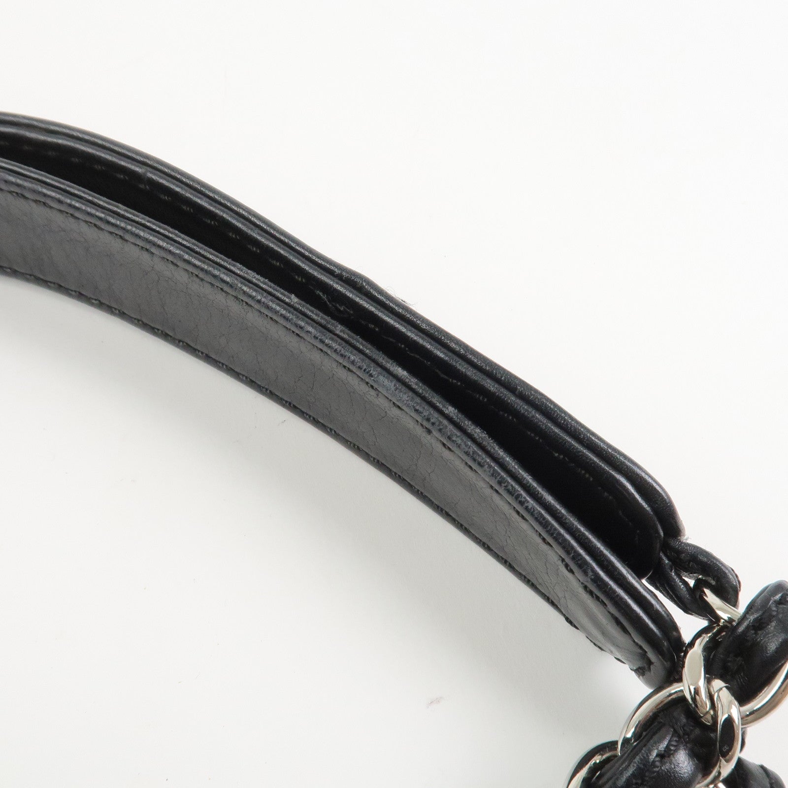 CHANEL COCO Mark Canvas Leather Chain Shoulder Bag Black