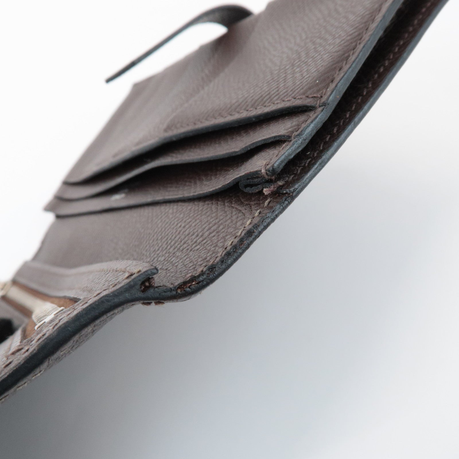 HERMES Veau Epsom Leather Bテゥarn Soufflet Long Wallet Chocolat