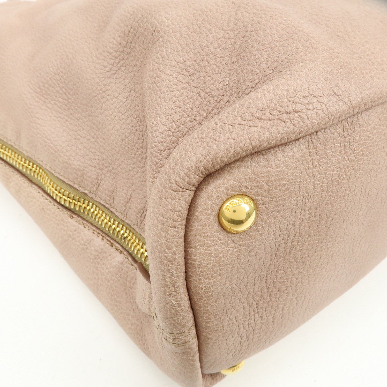 PRADA Logo Leather Tote Bag Shoulder Bag Pink