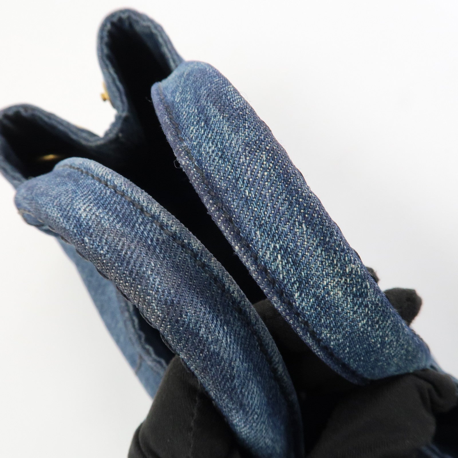 PRADA Denim Canapa Mini 2Way Tote Bag Shoulder Bag Blue 1BG439 Used