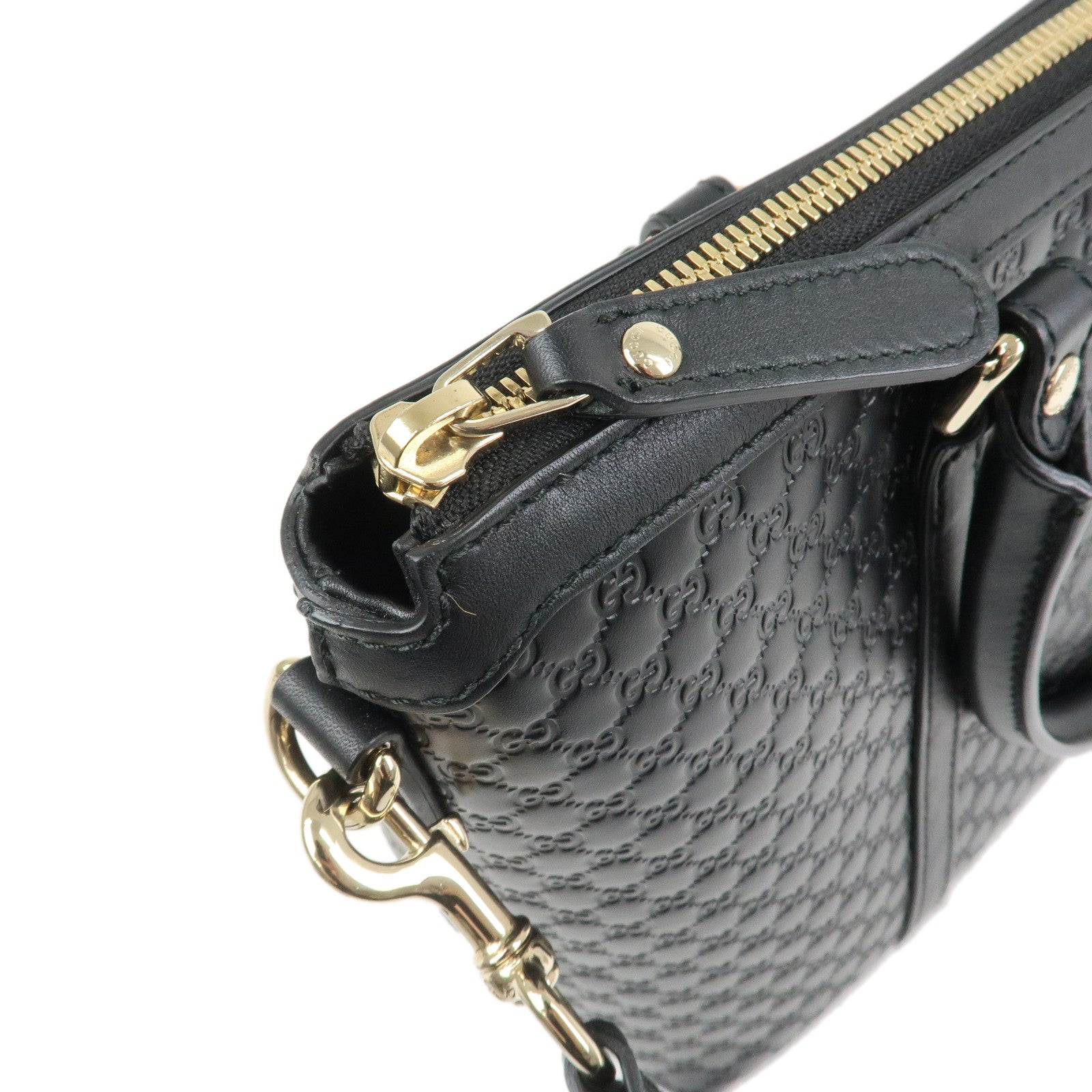 GUCCI Micro Guccissima Leather 2Way Hand Shoulder Bag Black 449659