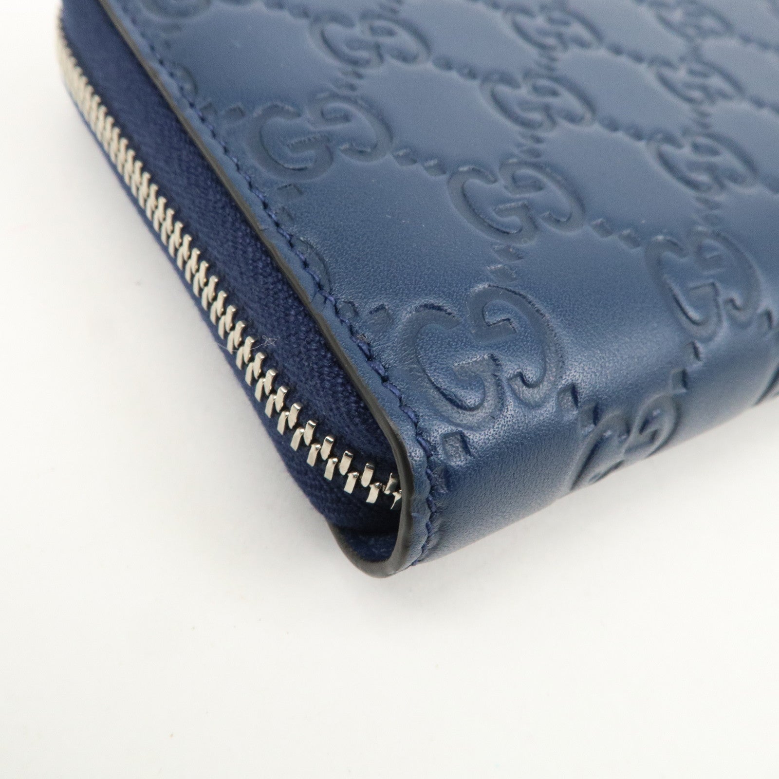 GUCCI Guccissima Leather Round Zippy Long Wallet NY Yankees 547791