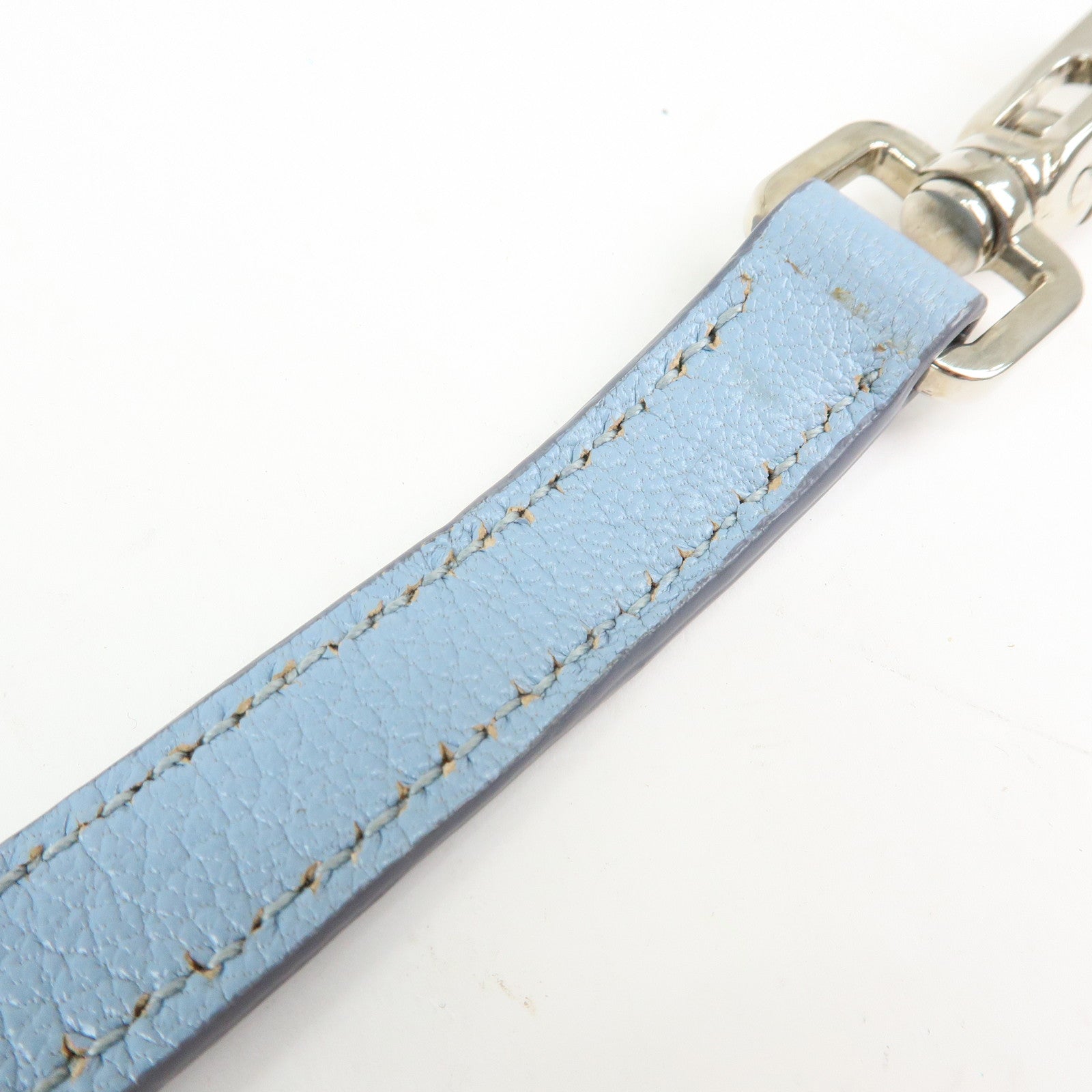 MIU MIU Madras Leather 2Way Bag Hand Bag Gray Light Blue 5BB006