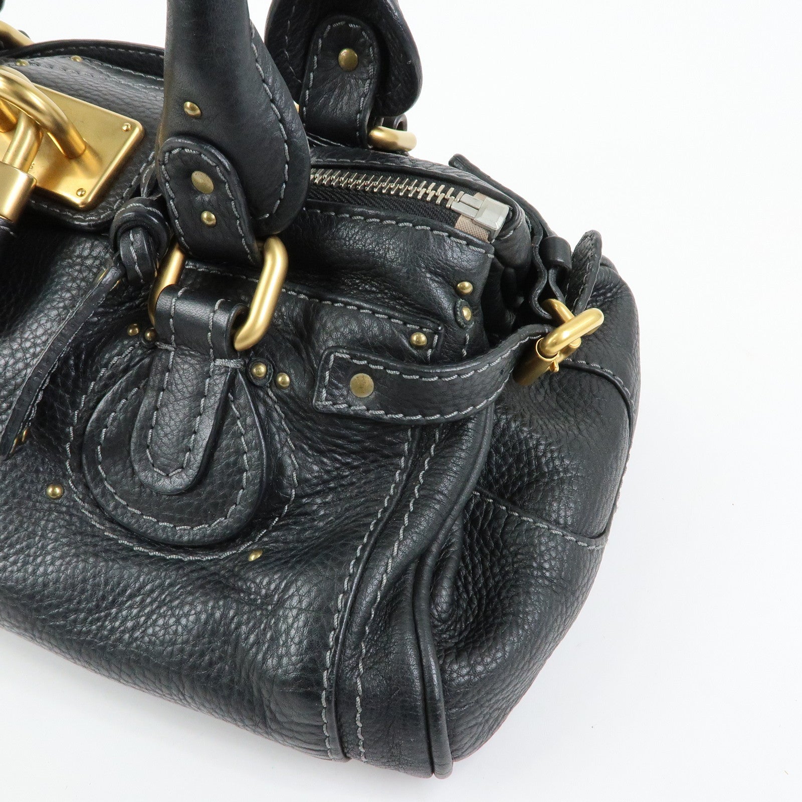 Chloe Paddington Leather Tote Bag Shoulder Bag Hand Bag Black
