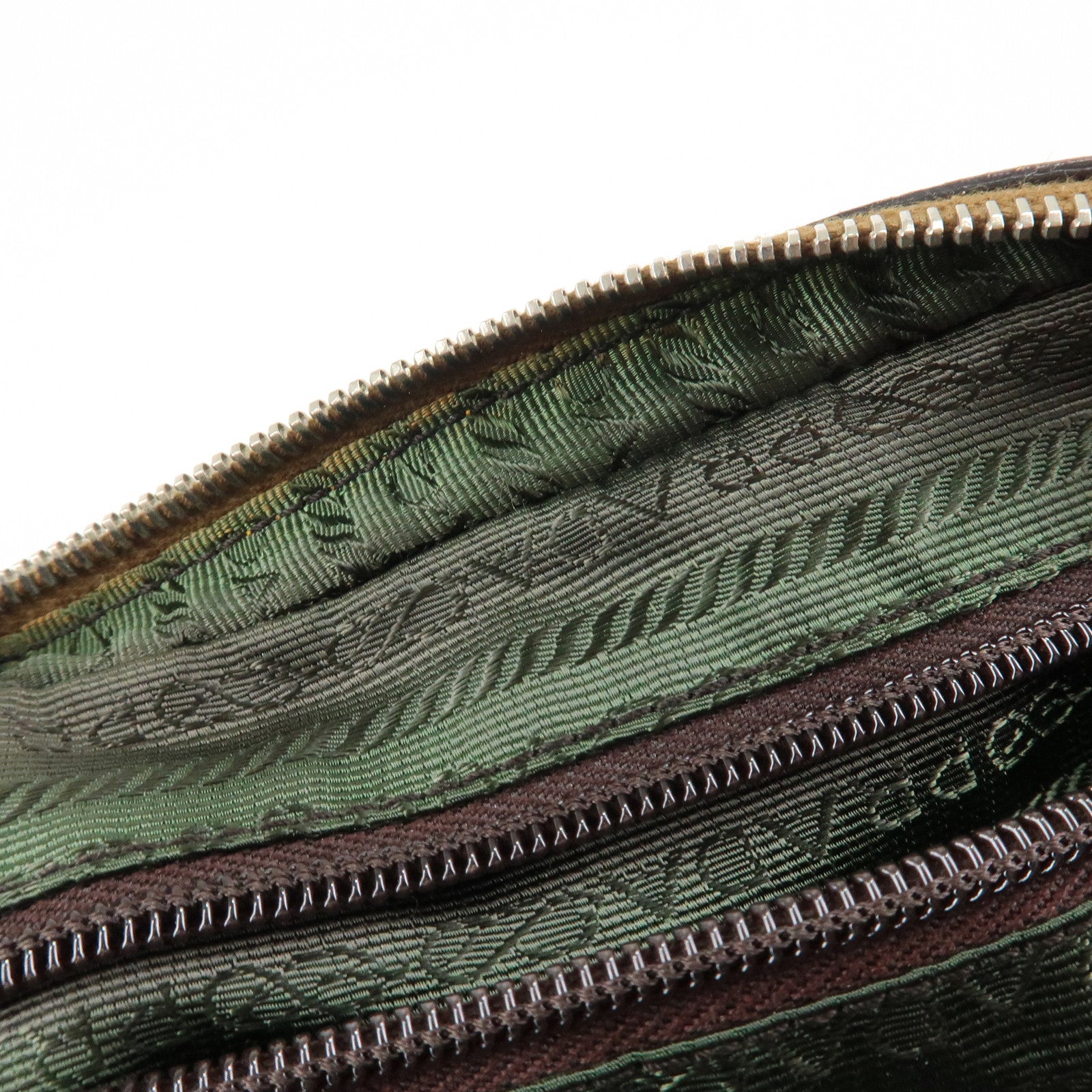 PRADA Leather Shoulder Bag Hand Bag Bi-color Mustard Brown Used