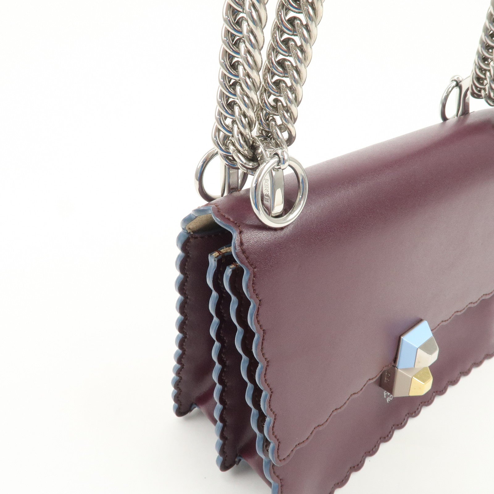 FENDI Mini Kan I Chain Shoulder Bag Crossbody Bag Purple 8M0381