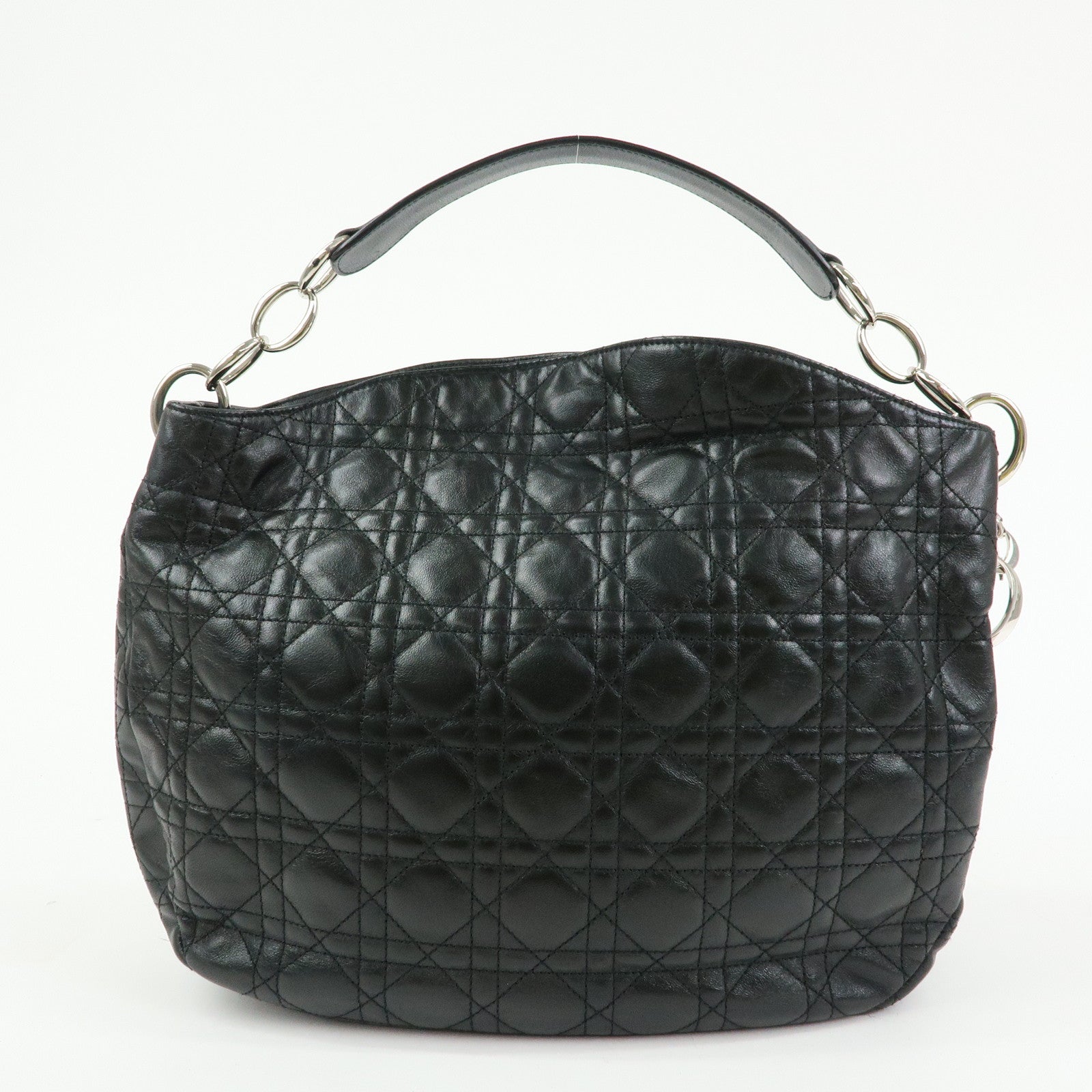 Christian Dior Cannage Lambskin Shoulder Bag Hand Bag Black