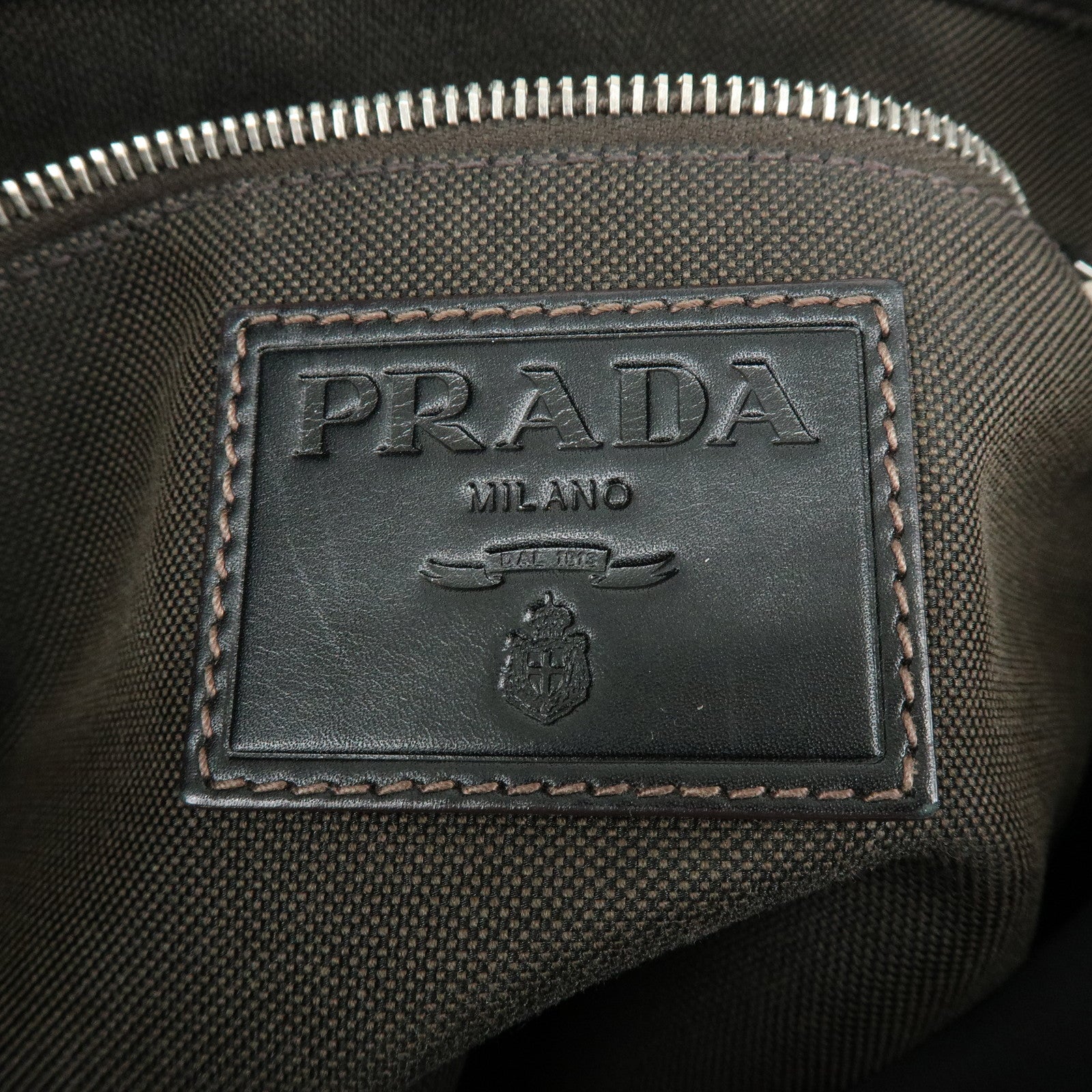 PRADA Logo Jacquard Leather Shoulder Bag Crossbody Bag Dark Brown