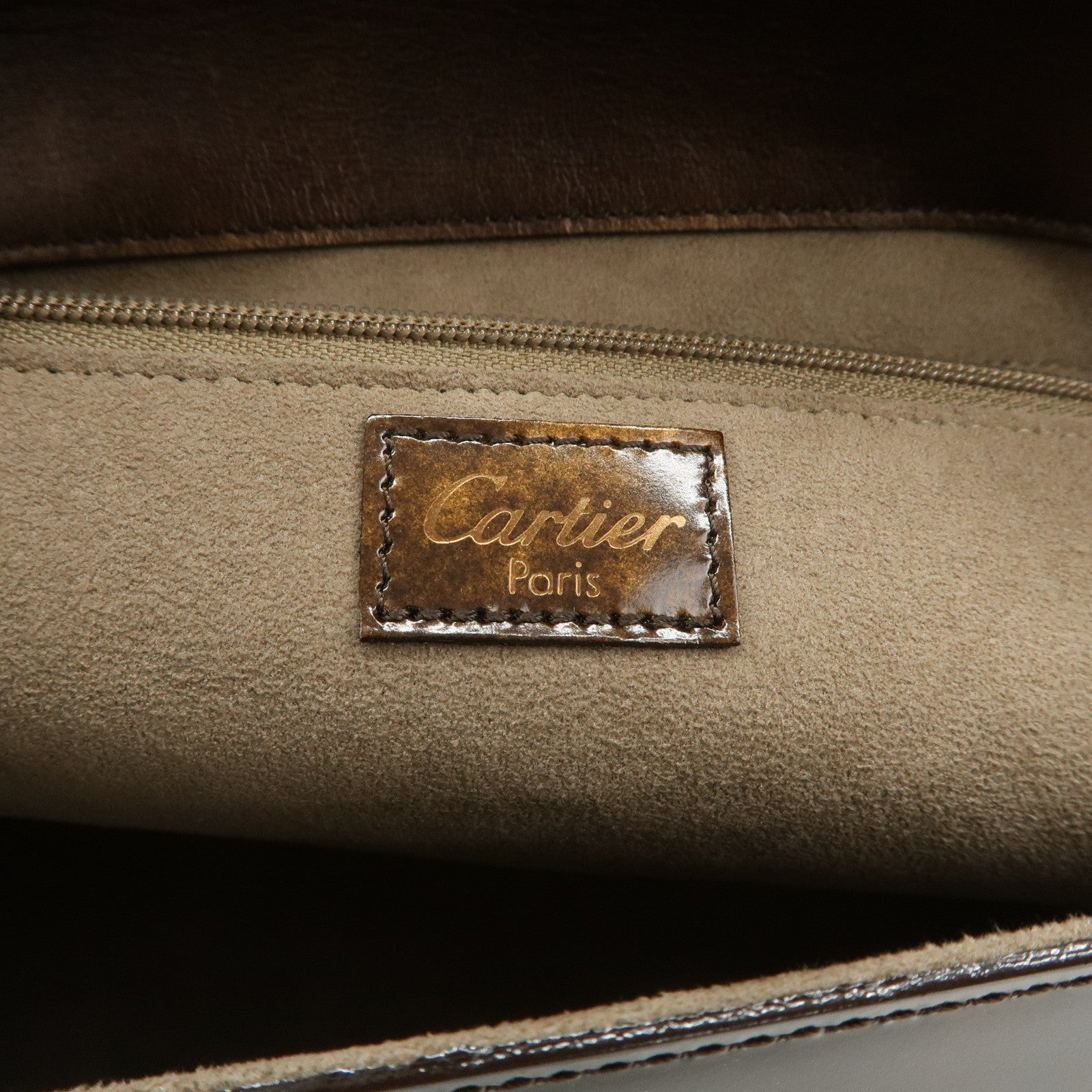 Cartier Happy Birthday 2C Logo Patent Leather Hand Bag Shoulder Bag