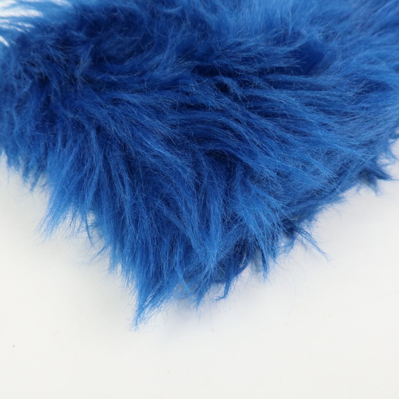 PRADA Triangle Logo Faux Fur Clutch Bag Flat Pouch Blue 1N1530