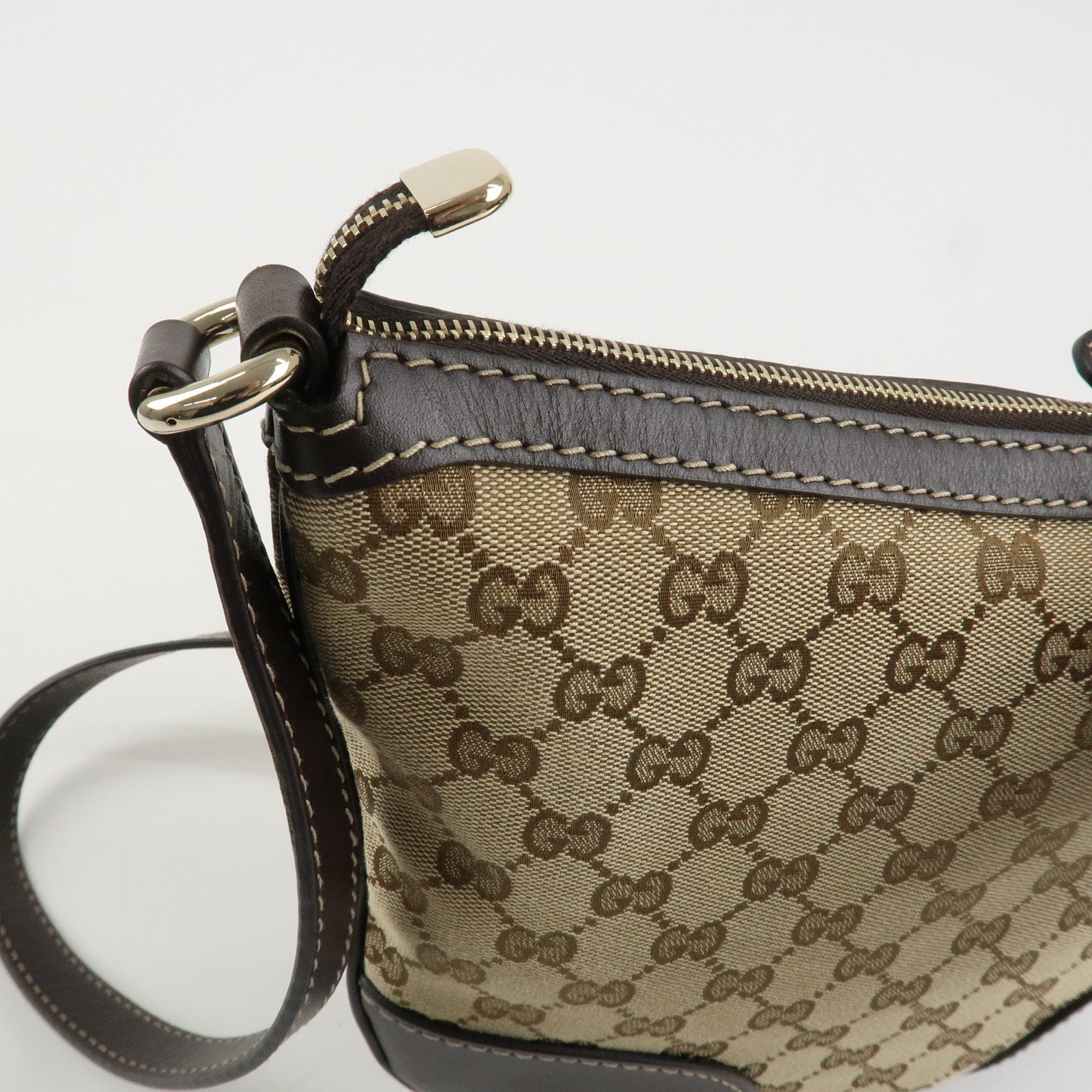 GUCCI Lovely Heart GG Canvas Leather Shoulder Bag Brown 257072 Used