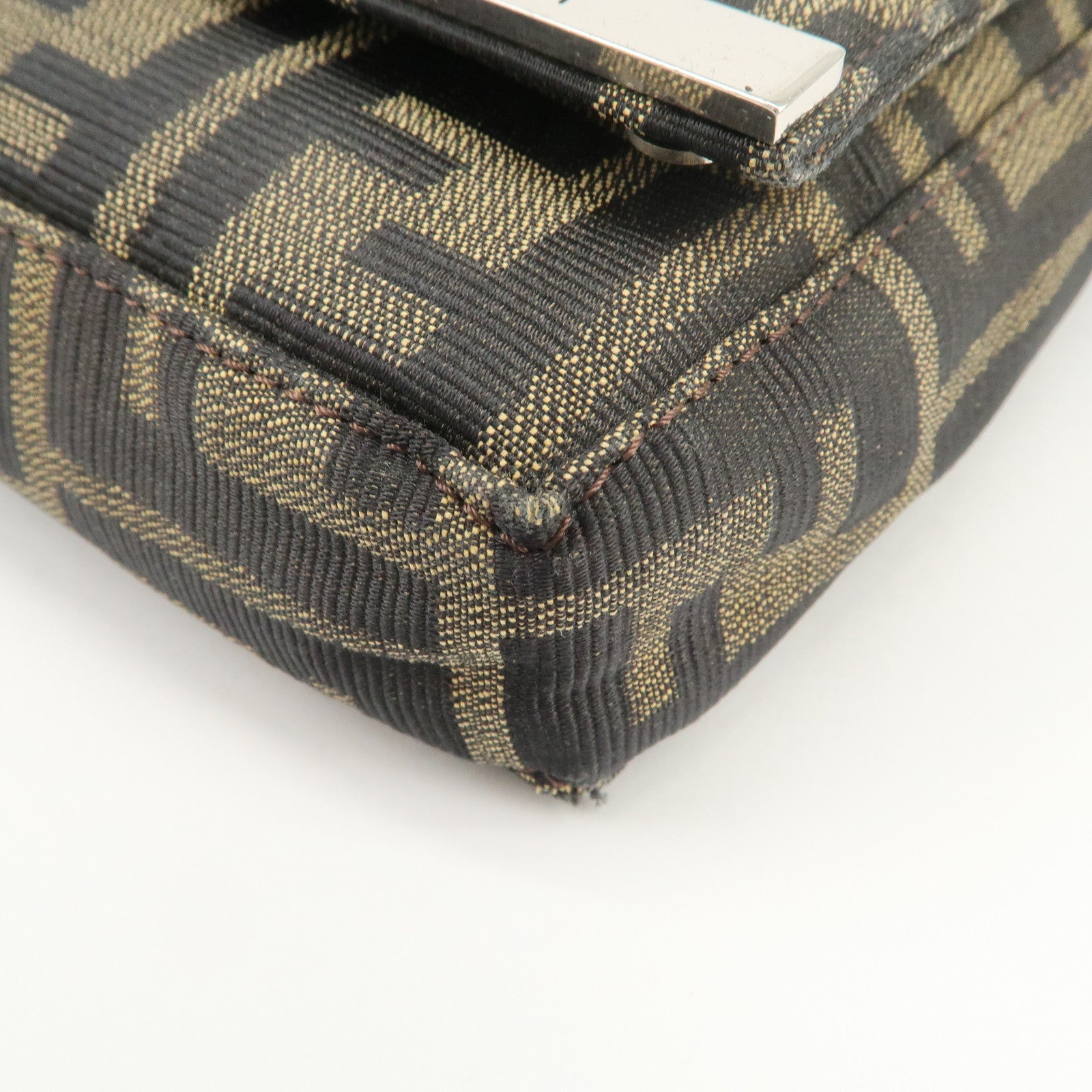 FENDI Zucca Canvas Leather Shoulder Bag Hand Bag Brown 26640