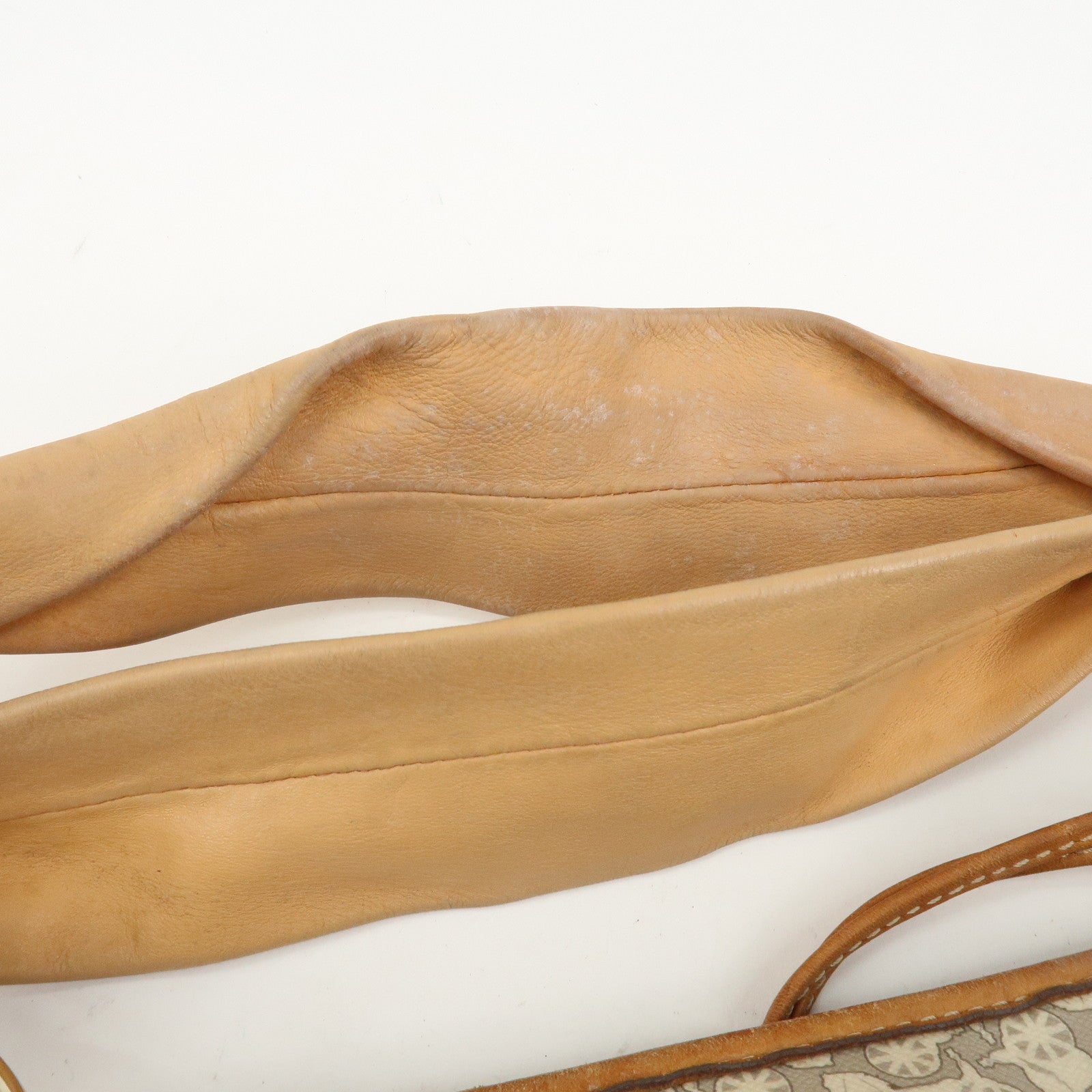 CELINE Logo Leather Hand Bag Shoulder Bag Gray Light Brown