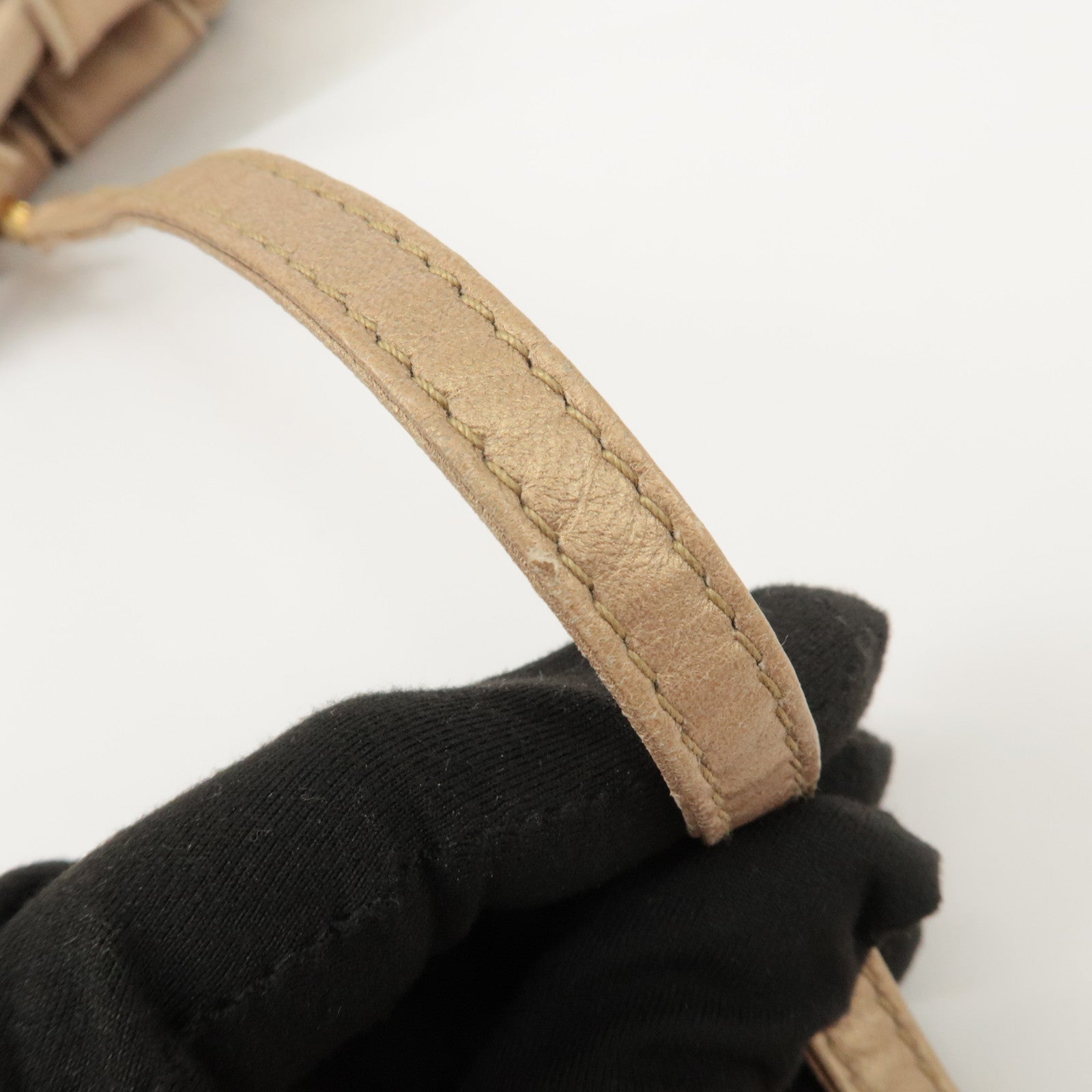 LOEWE Anagram Leather Mini Nappa Aire Hand Bag Tote Bag Gold Used