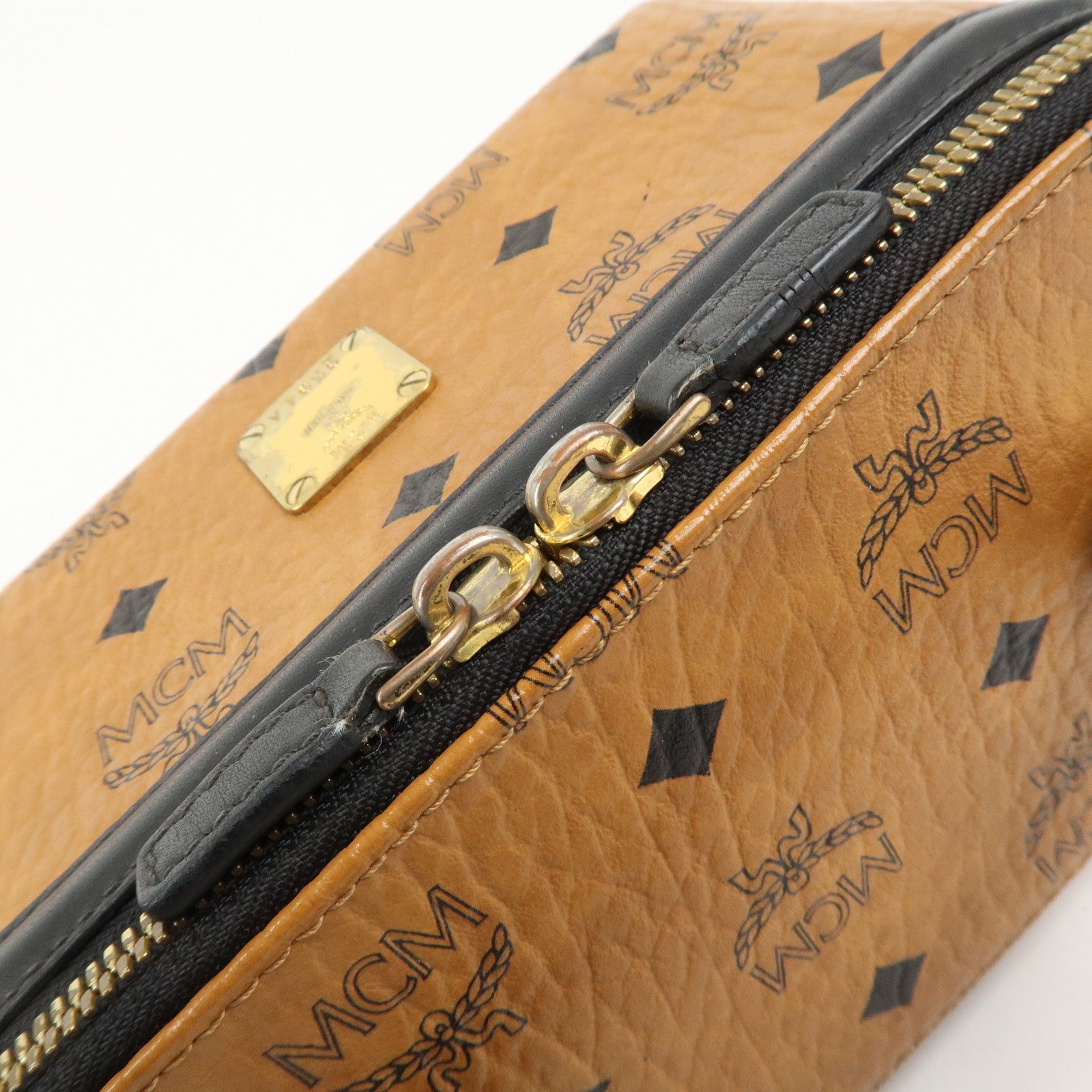 MCM Visetos Leather 2Way Vanity Bag Shoulder Bag Brown