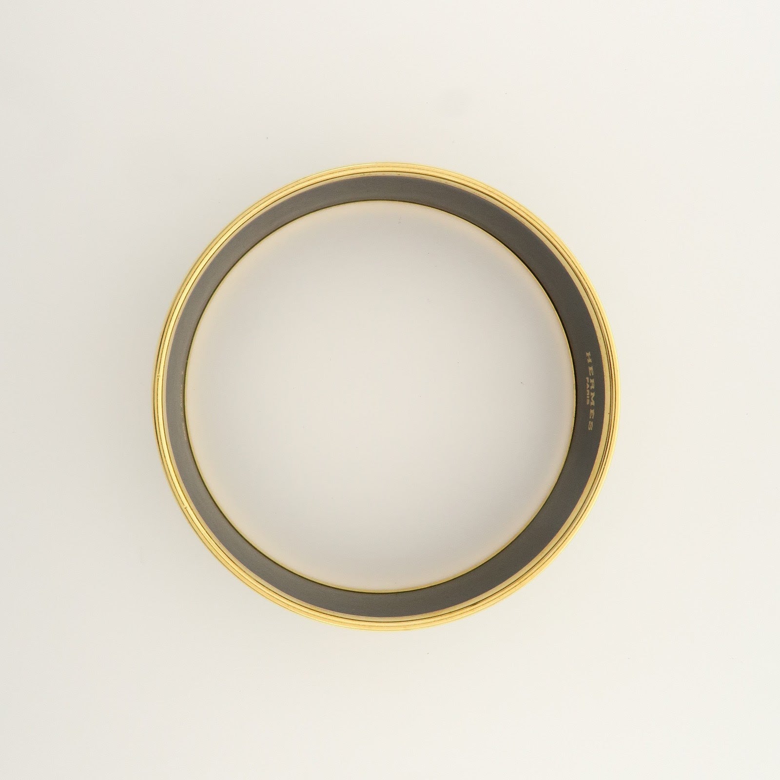 HERMES Email GM Animal Gold Plated Bangle Bracelet Green Gold