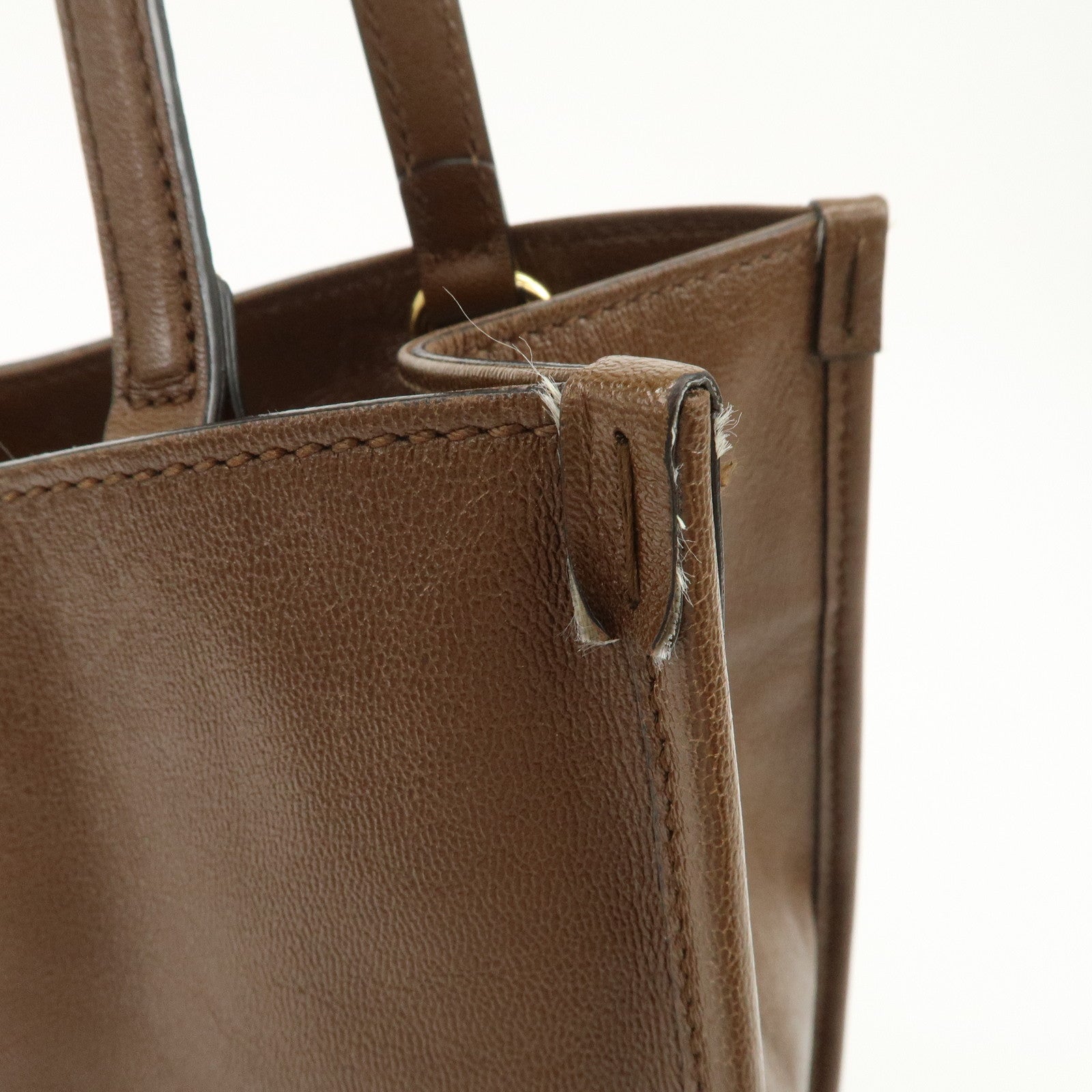 GUCCI Horsebit Leather Tote Bag Shoulder Bag Hand Bag Brown 623694