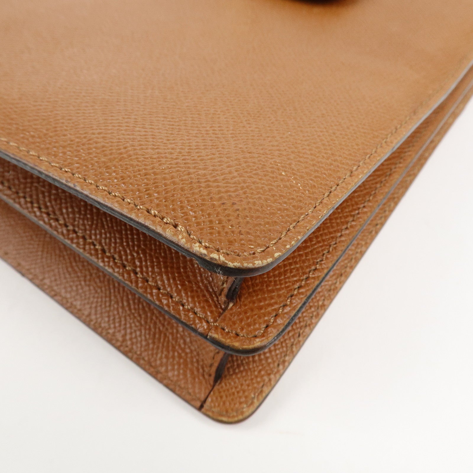 BVLGARI Bvlgari Bvlgari  Leather 2Way Bag Hand Bag Brown Gold Hardware Used