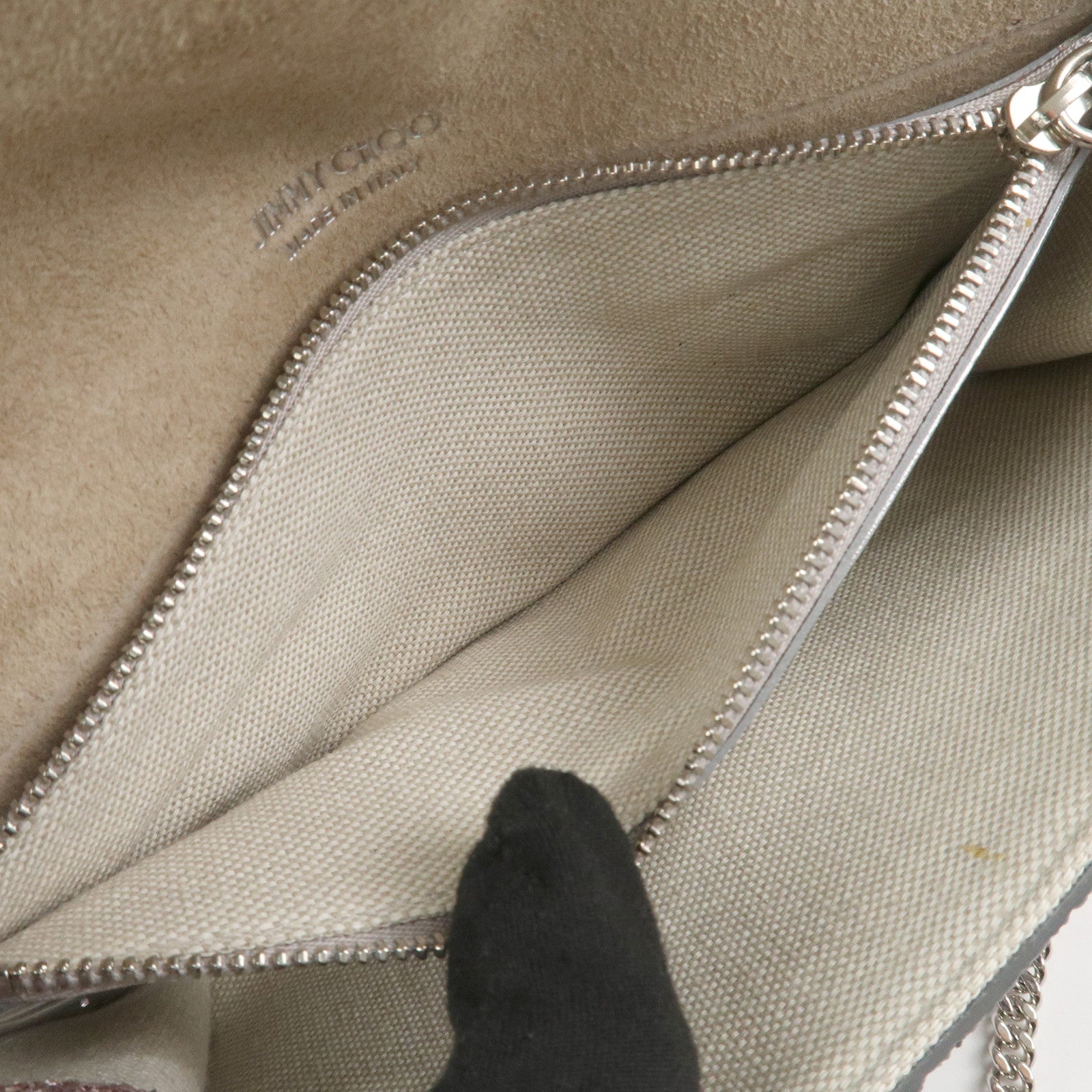 JIMMY CHOO Chain Shoulder Bag Clutch Bag Glitter Pink Gray Silver